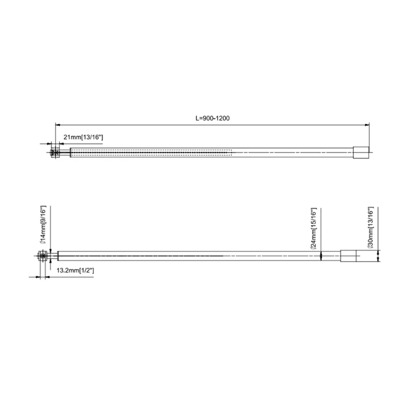 With Metal Washers Wall to Glass Round Support Bar & Accessories SRP08-A01B 900~1200mm Size