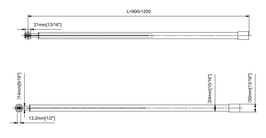 With Metal Washers Wall to Glass Round Support Bar & Accessories SRP08-A01B 900~1200mm Size