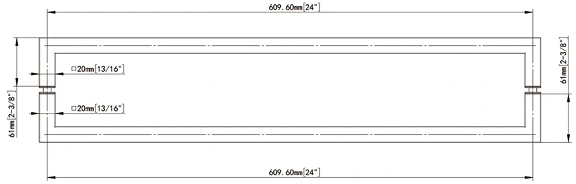 with mitered corners back-to-back tubular style towel bars FS-20x20x24 size