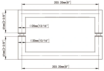 with mitered corners back-to-back tubular style towel bars FS-20x20x8 size