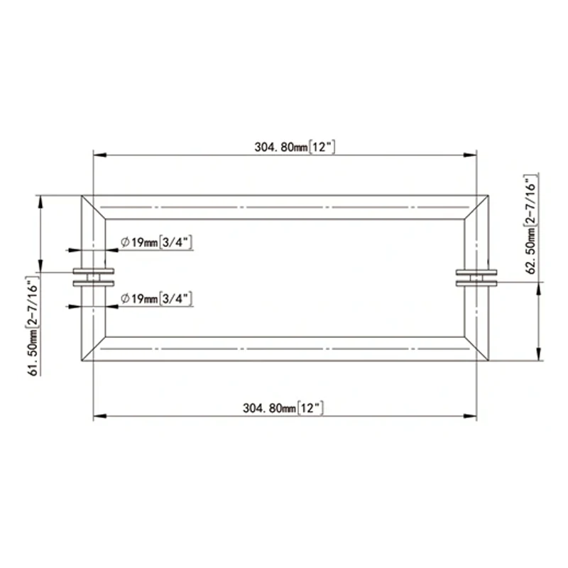 With Mitered Corners Back-to-Back Tubular Style Towel Bars YHS-19x12 Size