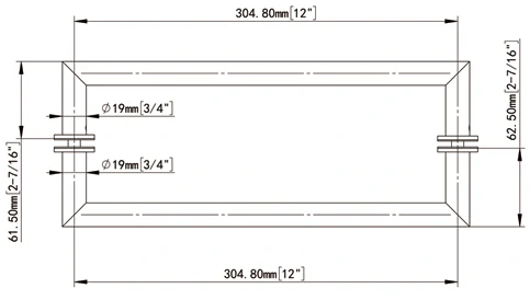 With Mitered Corners Back-to-Back Tubular Style Towel Bars YHS-19x12 Size