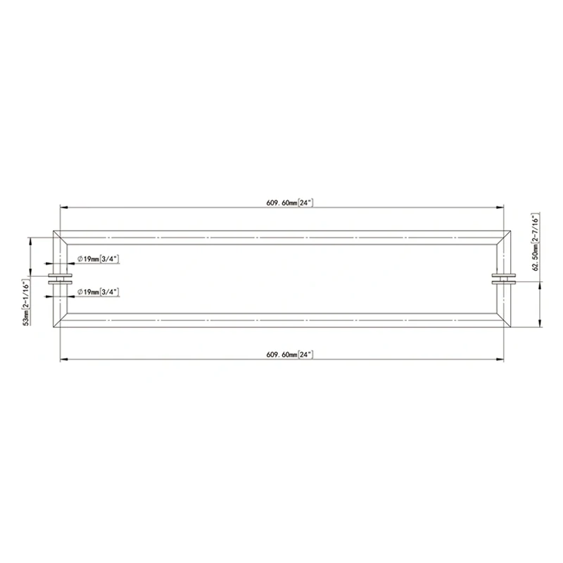 With Mitered Corners Back-to-Back Tubular Style Towel Bars YHS-19x24 Size