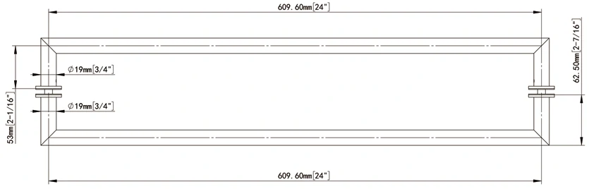 With Mitered Corners Back-to-Back Tubular Style Towel Bars YHS-19x24 Size