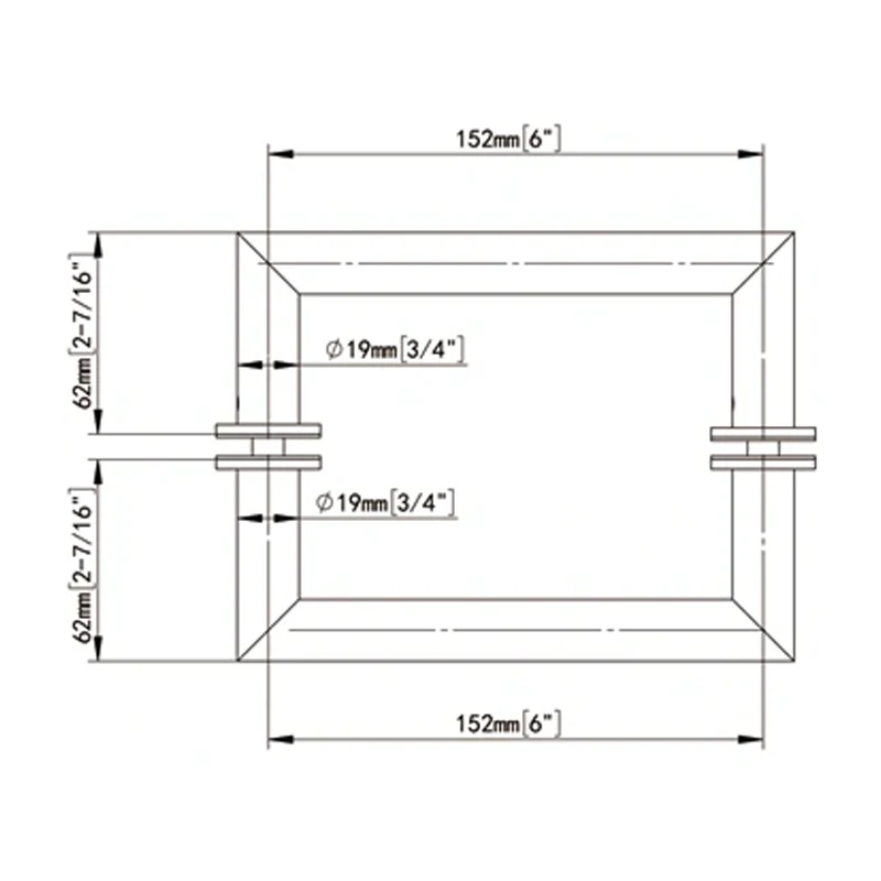 With Mitered Corners Back-to-Back Tubular Style Towel Bars YHS-19x6 Size