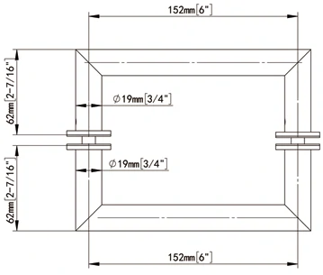 With Mitered Corners Back-to-Back Tubular Style Towel Bars YHS-19x6 Size