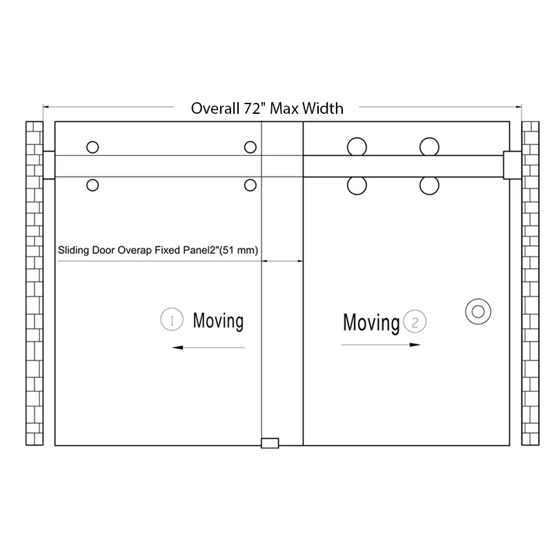 180 ° Sliding Shower Door Kits ASD44 Size