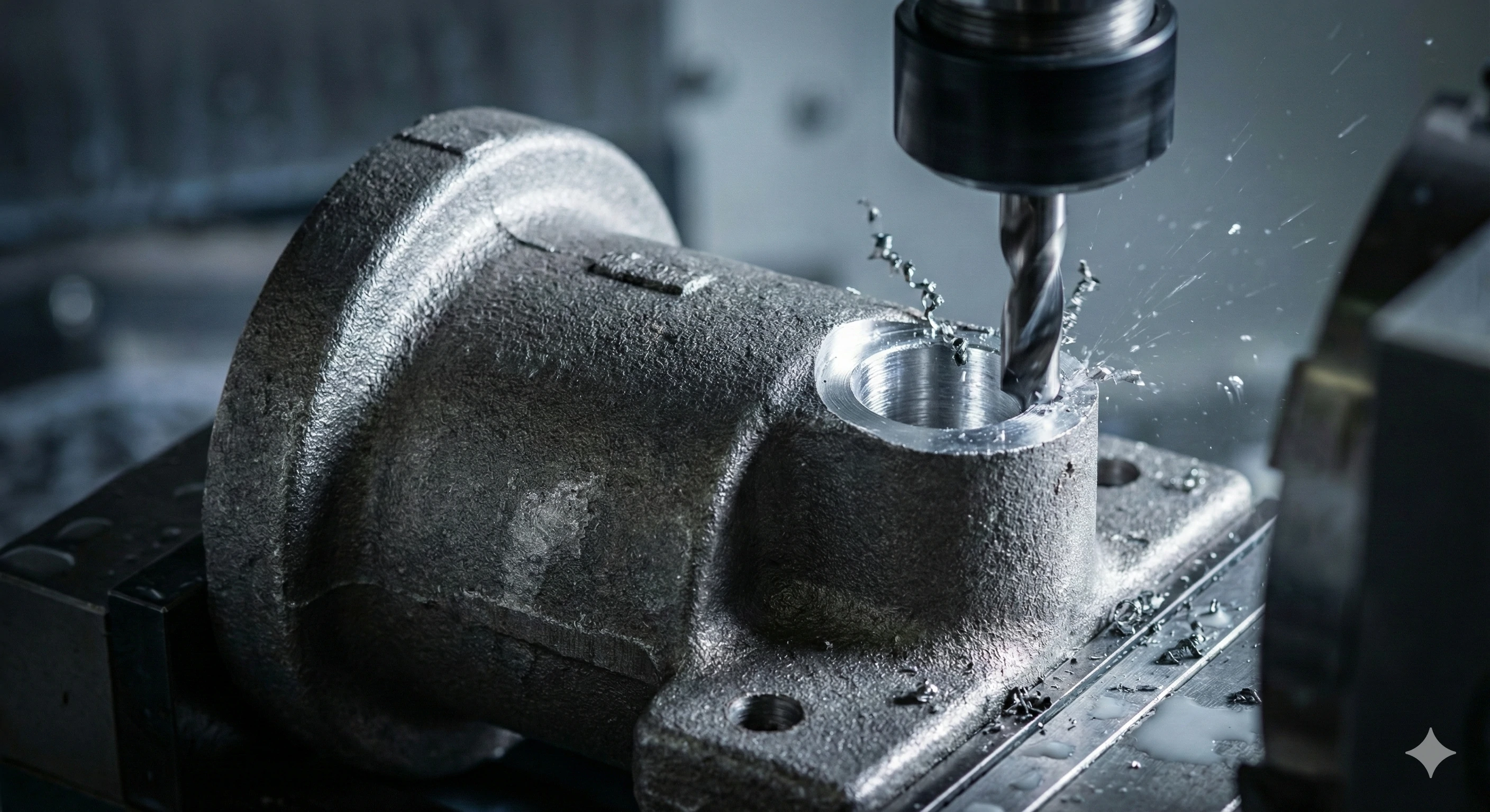 CNC drilling machine processing stainless steel glass railing casting