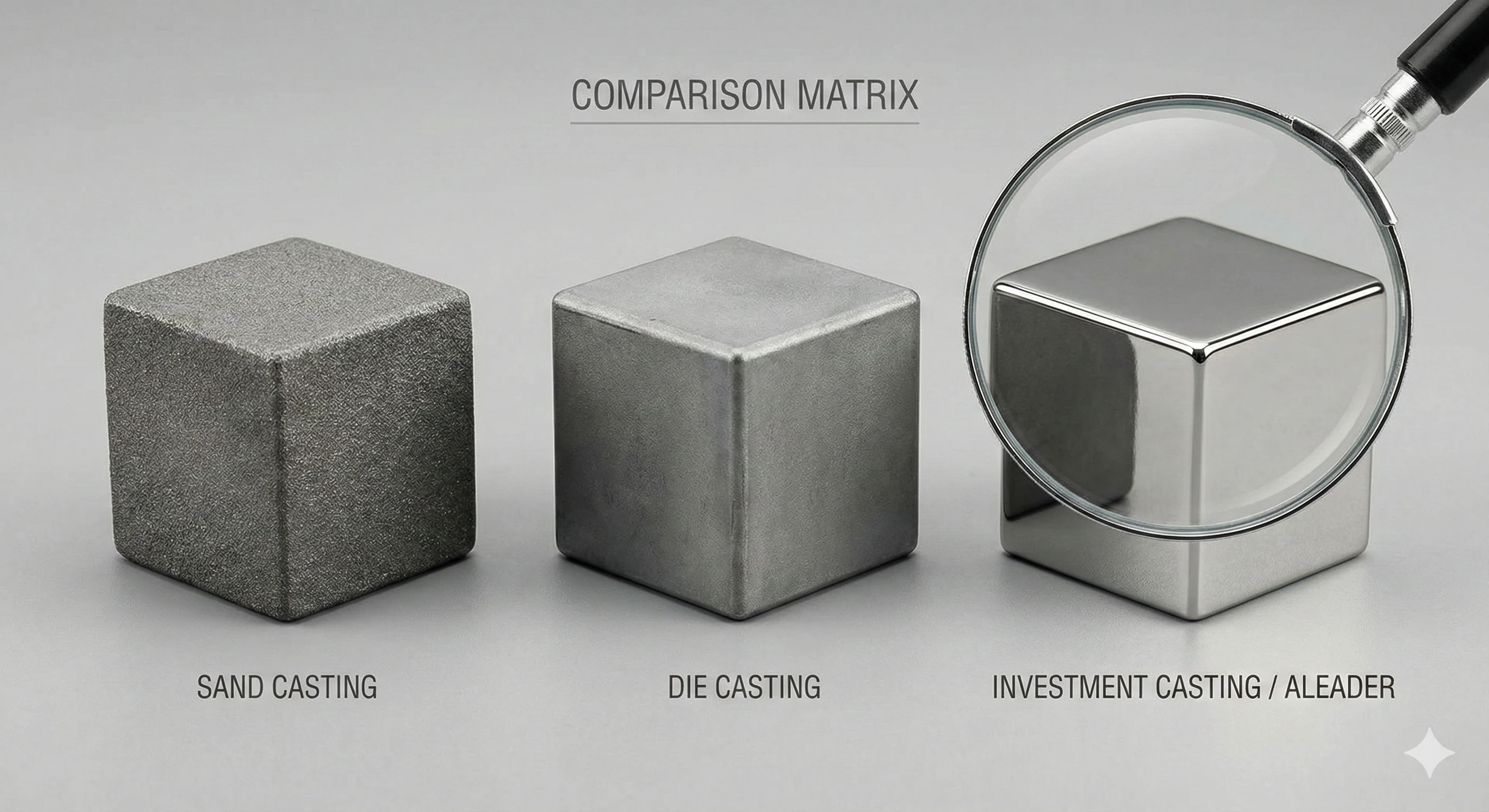 Comparaison des finitions de surface obtenues par moulage au sable, moulage à la cire perdue et moulage à la cire perdue