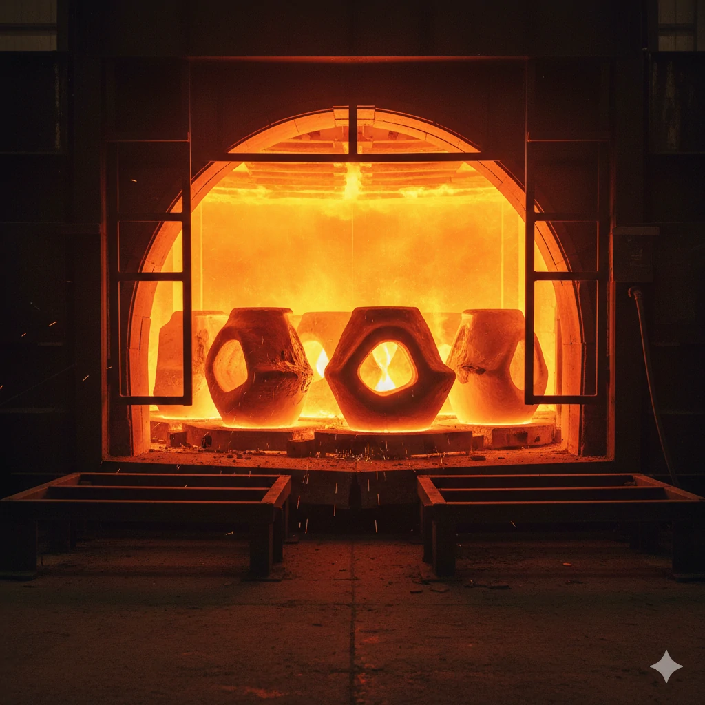 Sintering ceramic shells in furnace for stainless steel casting