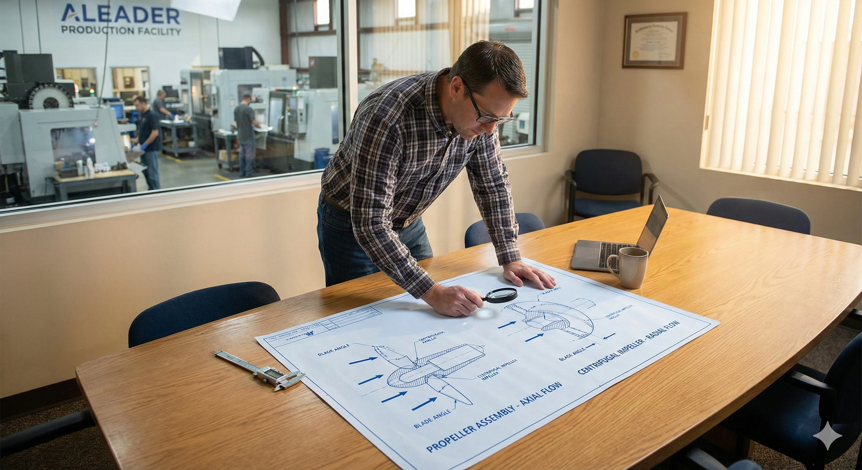 Ingénieur examinant les plans pour des processus personnalisés de moulage à la cire perdue et de fabrication