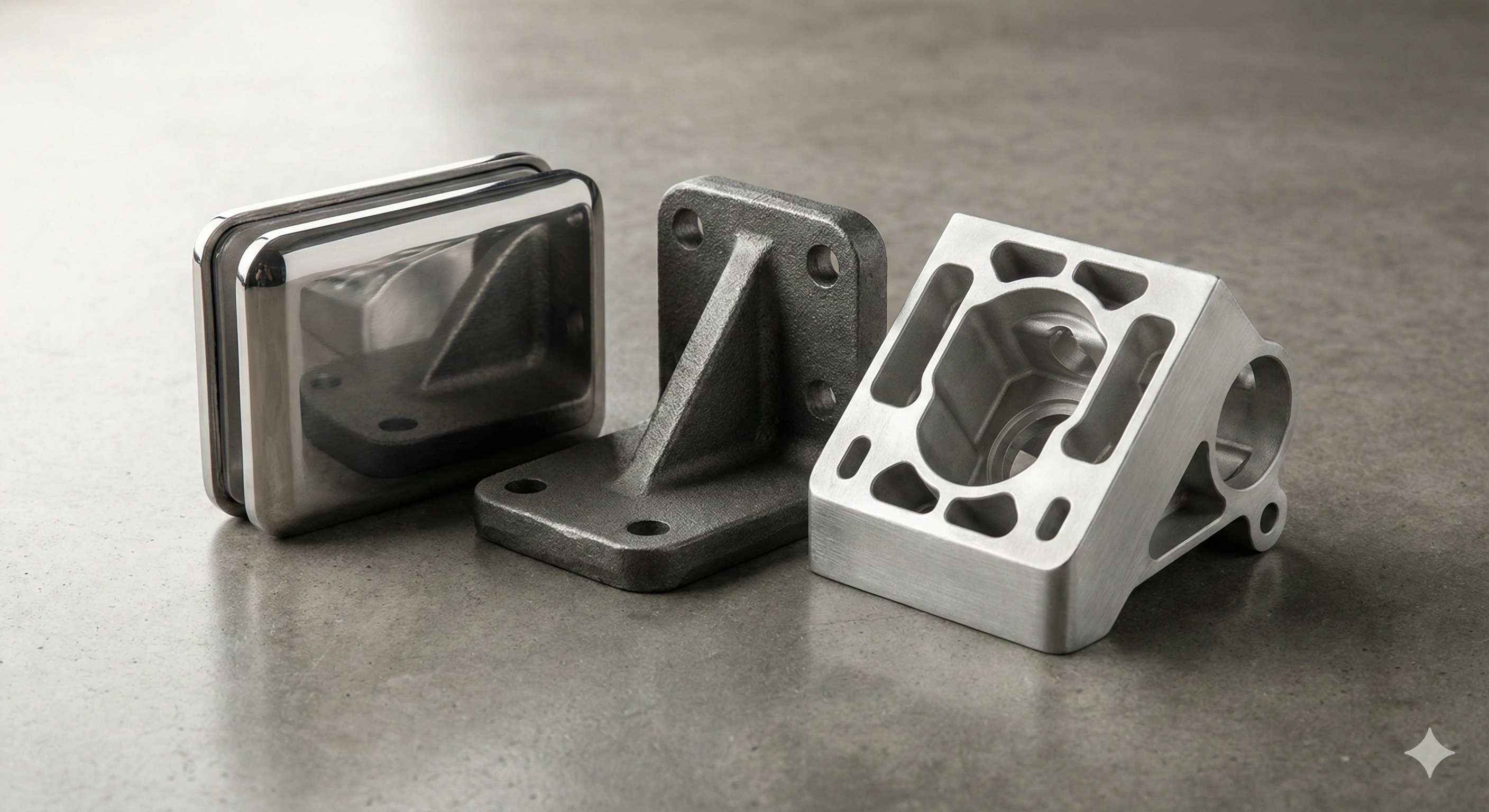 Stainless steel glass hardware castings in polished and raw finishes