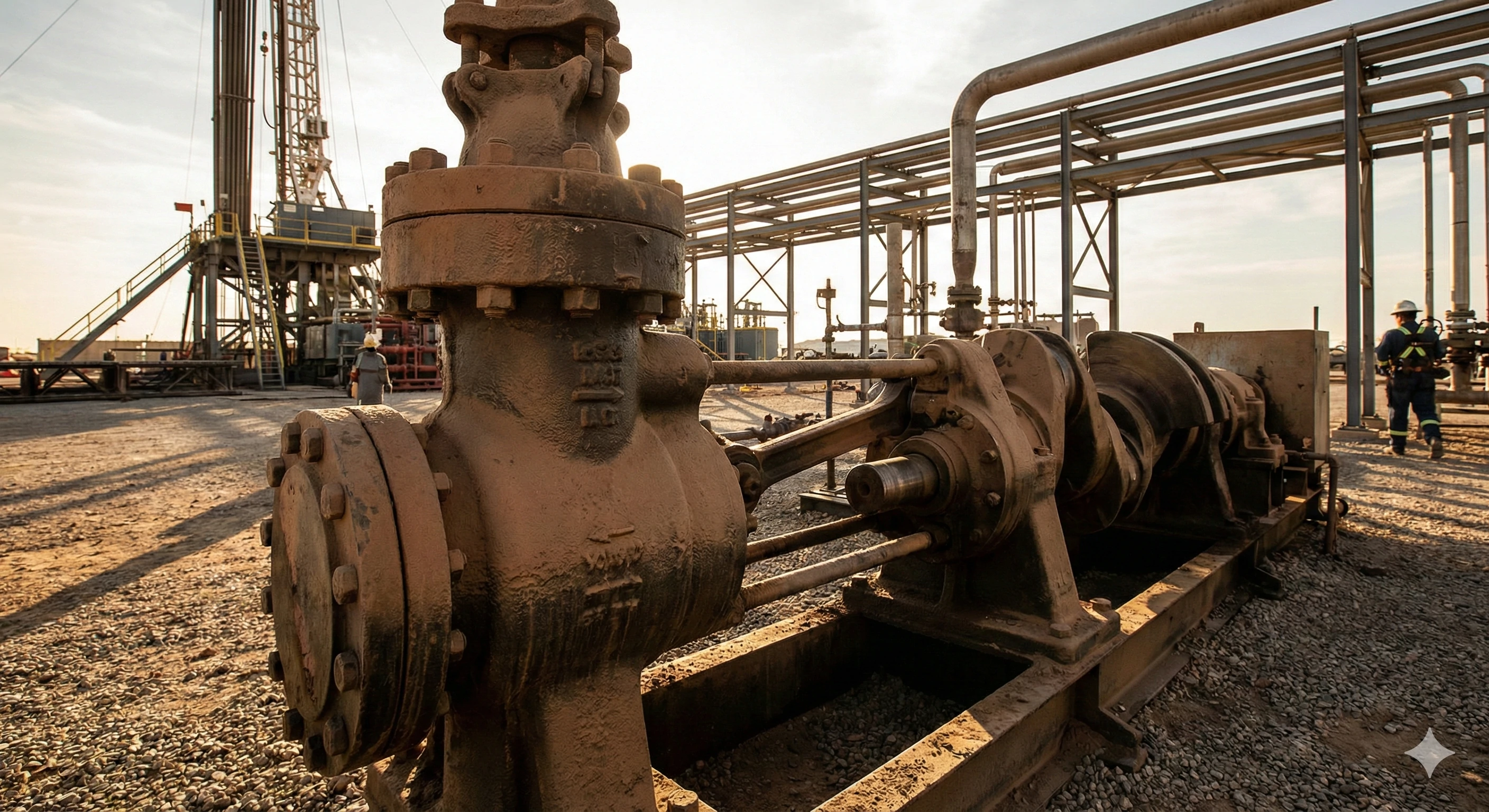 Heavy-duty industrial mud pump operating on oil field