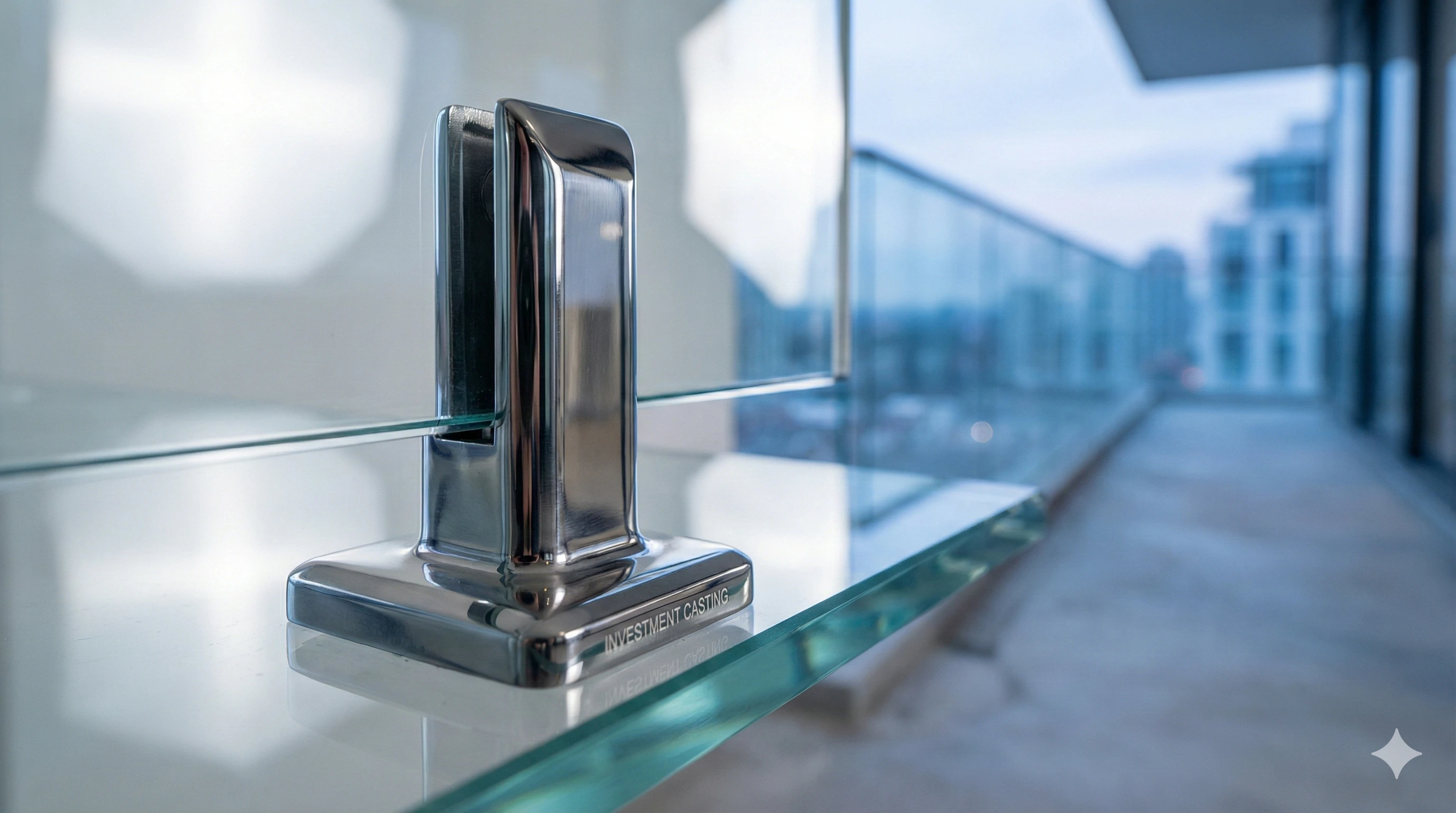 Raccord carré en acier inoxydable pour balustrade de balcon en verre sans cadre