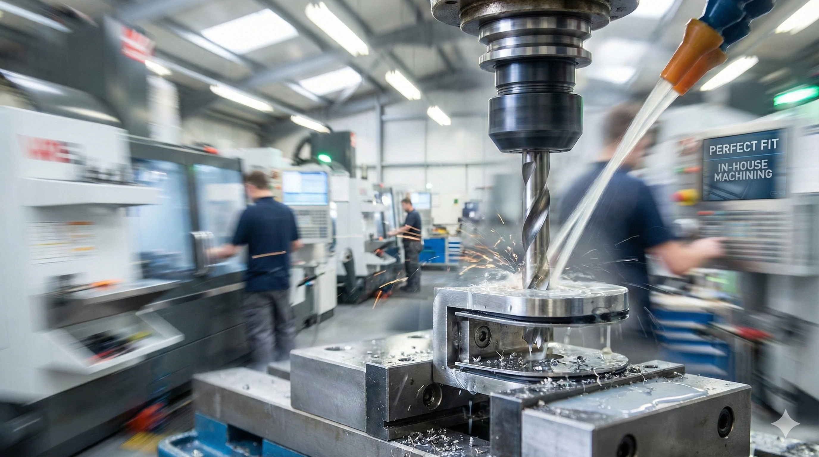 Atelier d'usinage CNC de précision pour la fabrication de quincaillerie en verre sur mesure