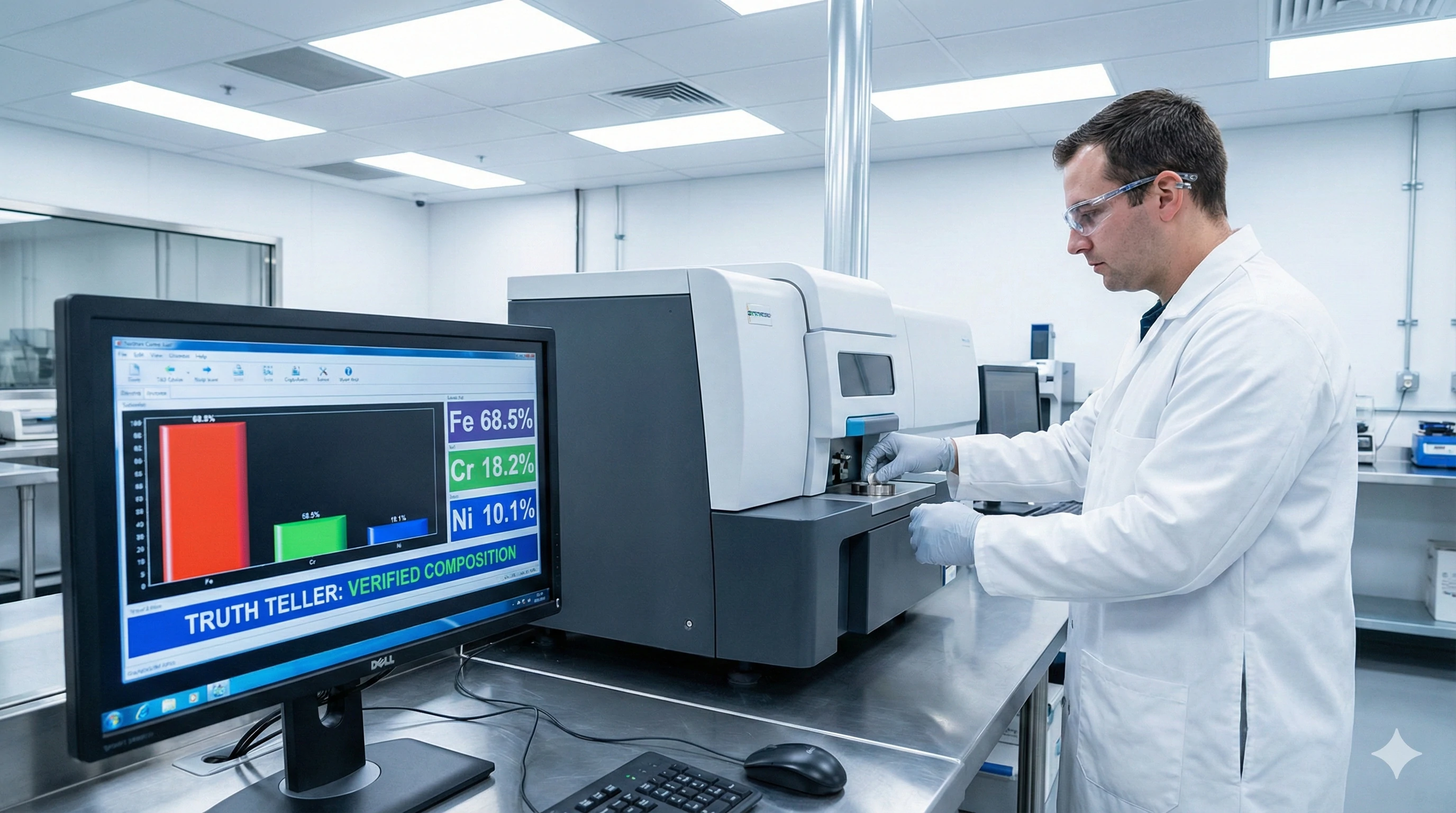 Analyse chimique par spectromètre garantissant une composition d'acier inoxydable de haute qualité