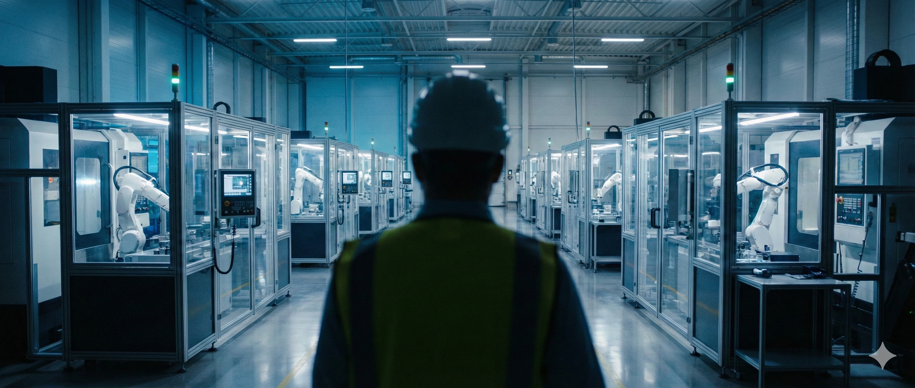 Modern automated factory floor for high-volume glass hardware manufacturing