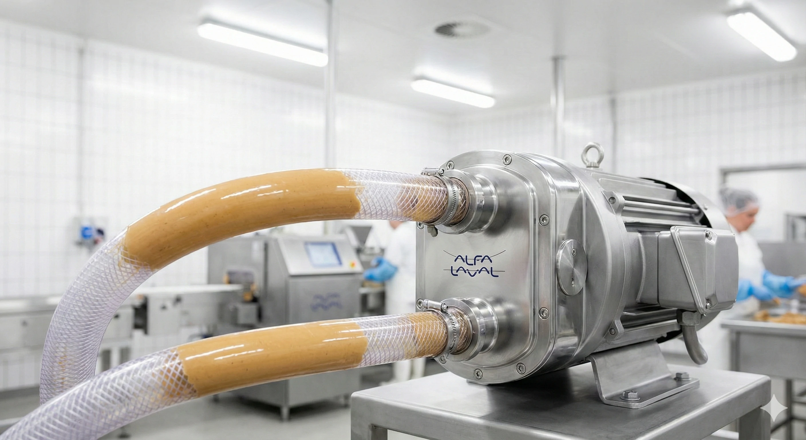 Sanitary positive displacement lobe pump for food processing industries