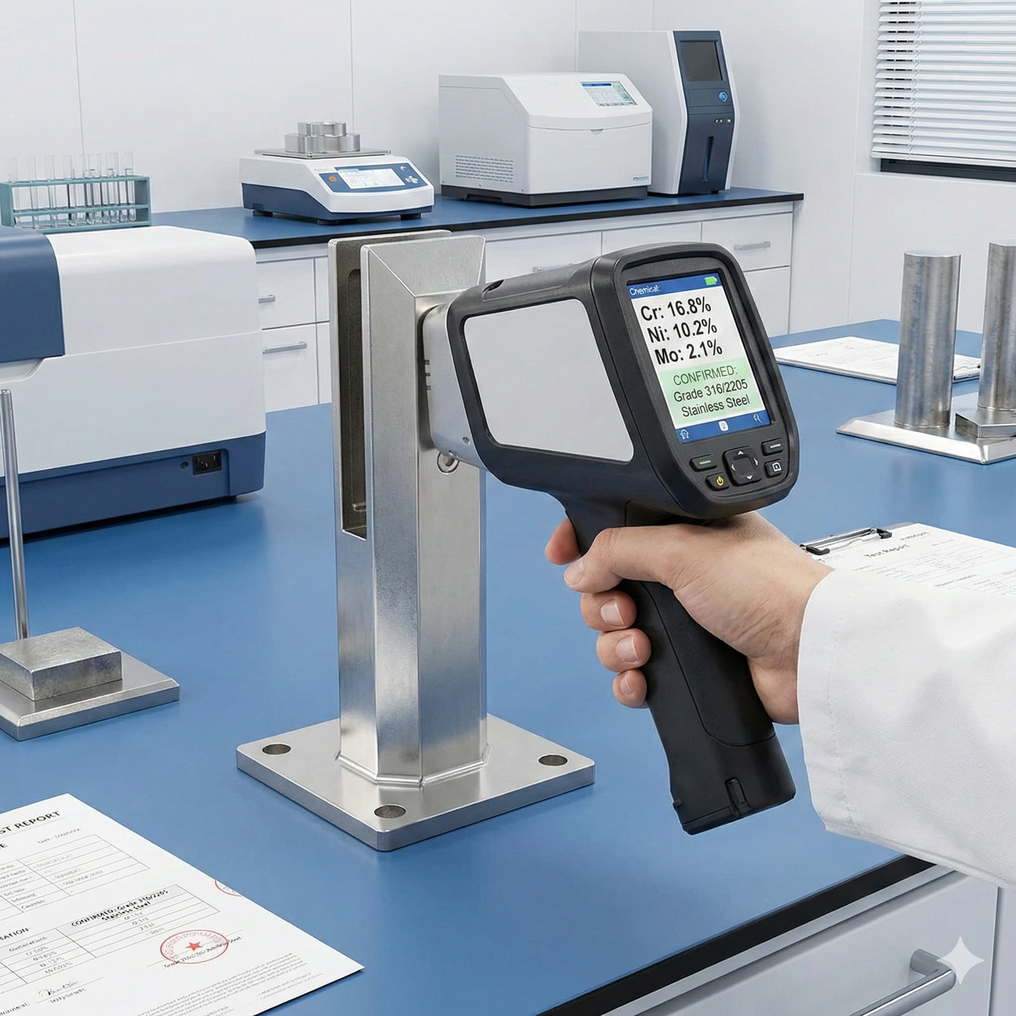 Spectromètre portable permettant de vérifier la composition chimique des robinets en acier inoxydable