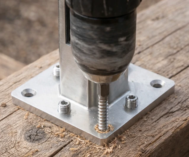 Embout carré en acier inoxydable pour montage sur terrasse