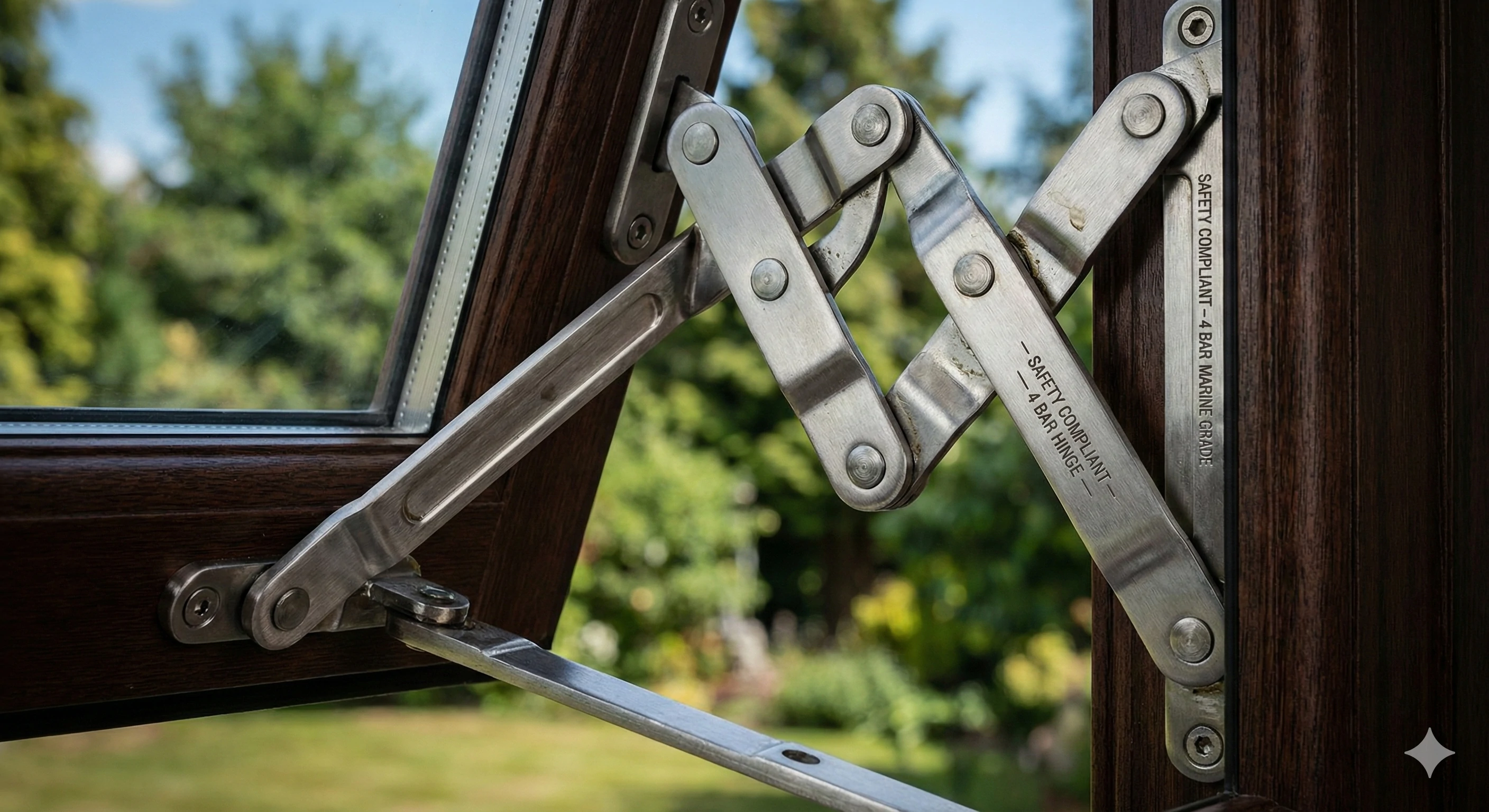 Marine grade stainless steel 4-bar friction hinge for windows