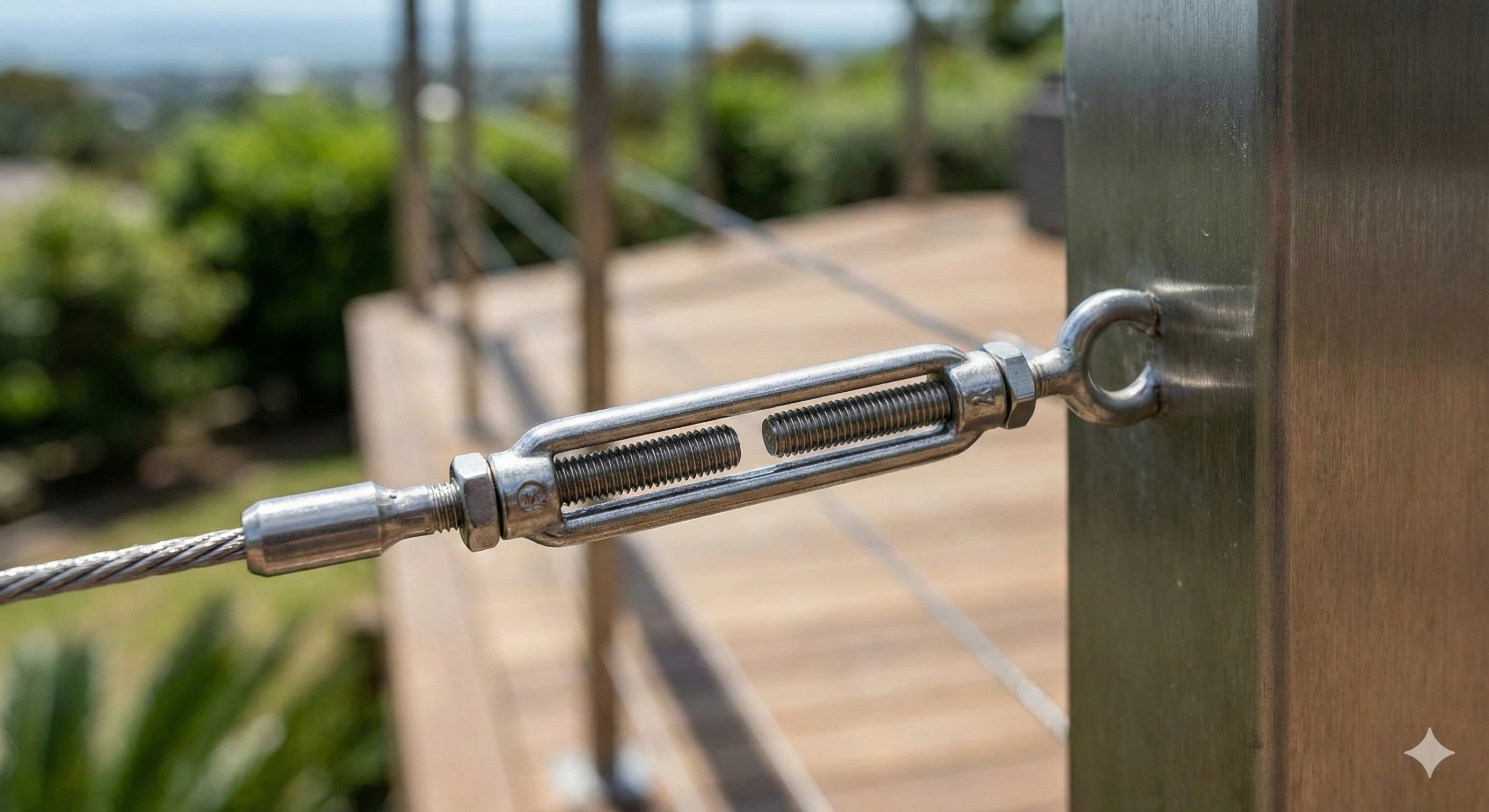 Stainless steel cable railing turnbuckle for durable deck safety