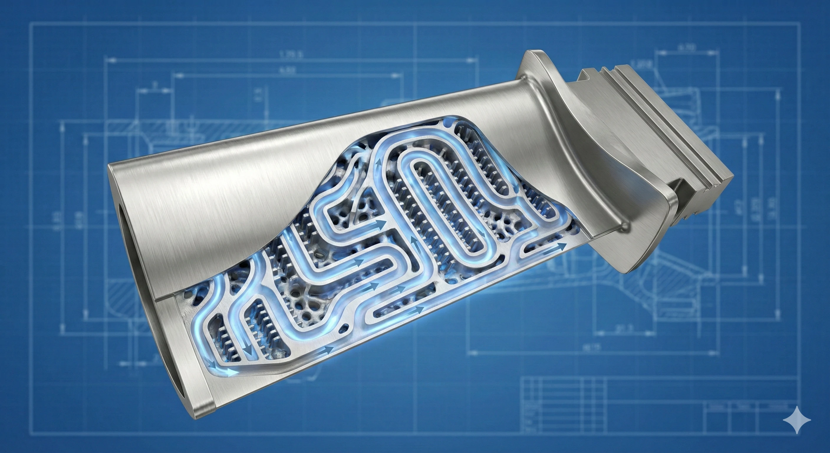 Cutaway view of complex internal structure in precision cast components.