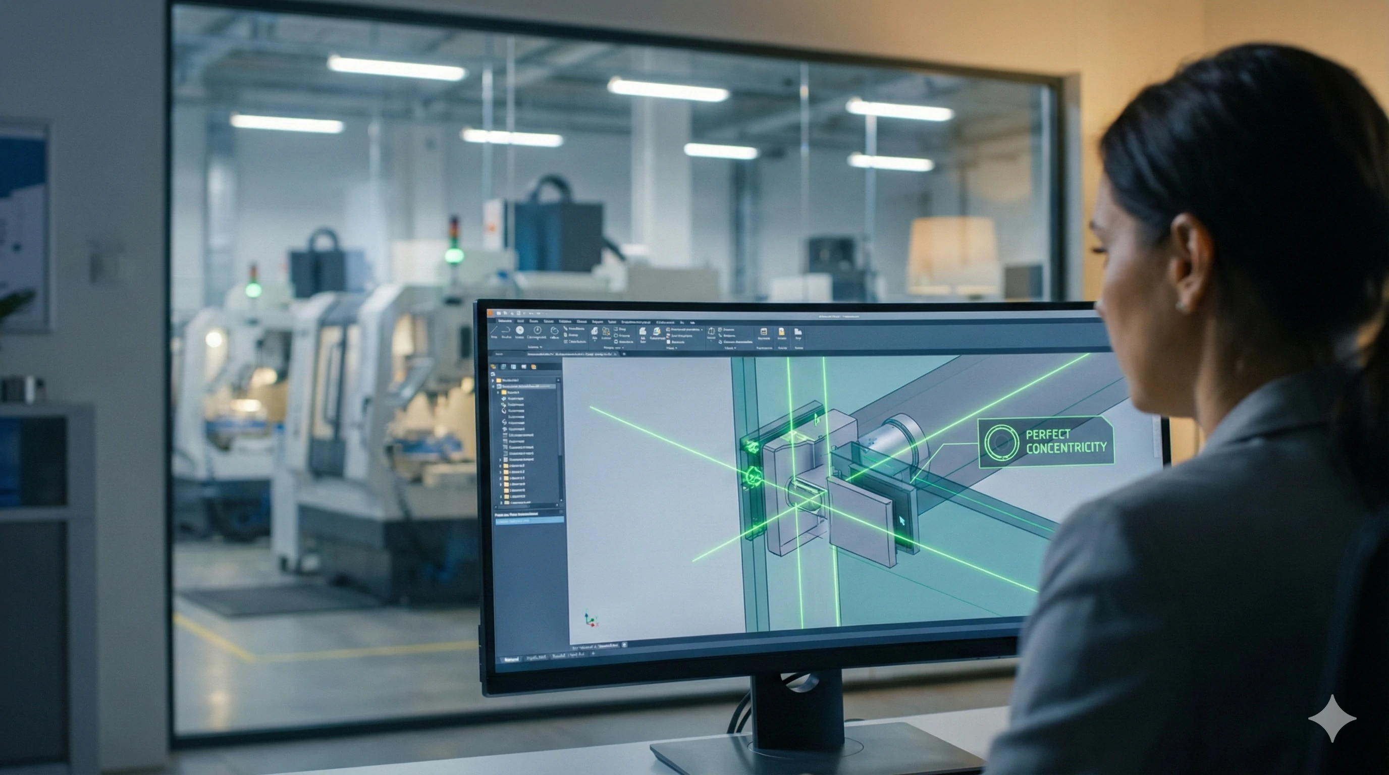 Engineer designing custom OEM glass hardware fitting on CAD software.