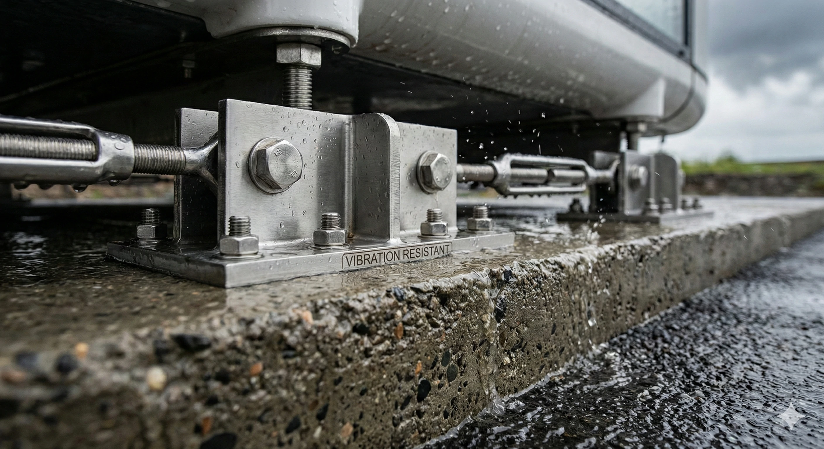 Vibration-resistant stainless steel anchors for outdoor glass hardware stability