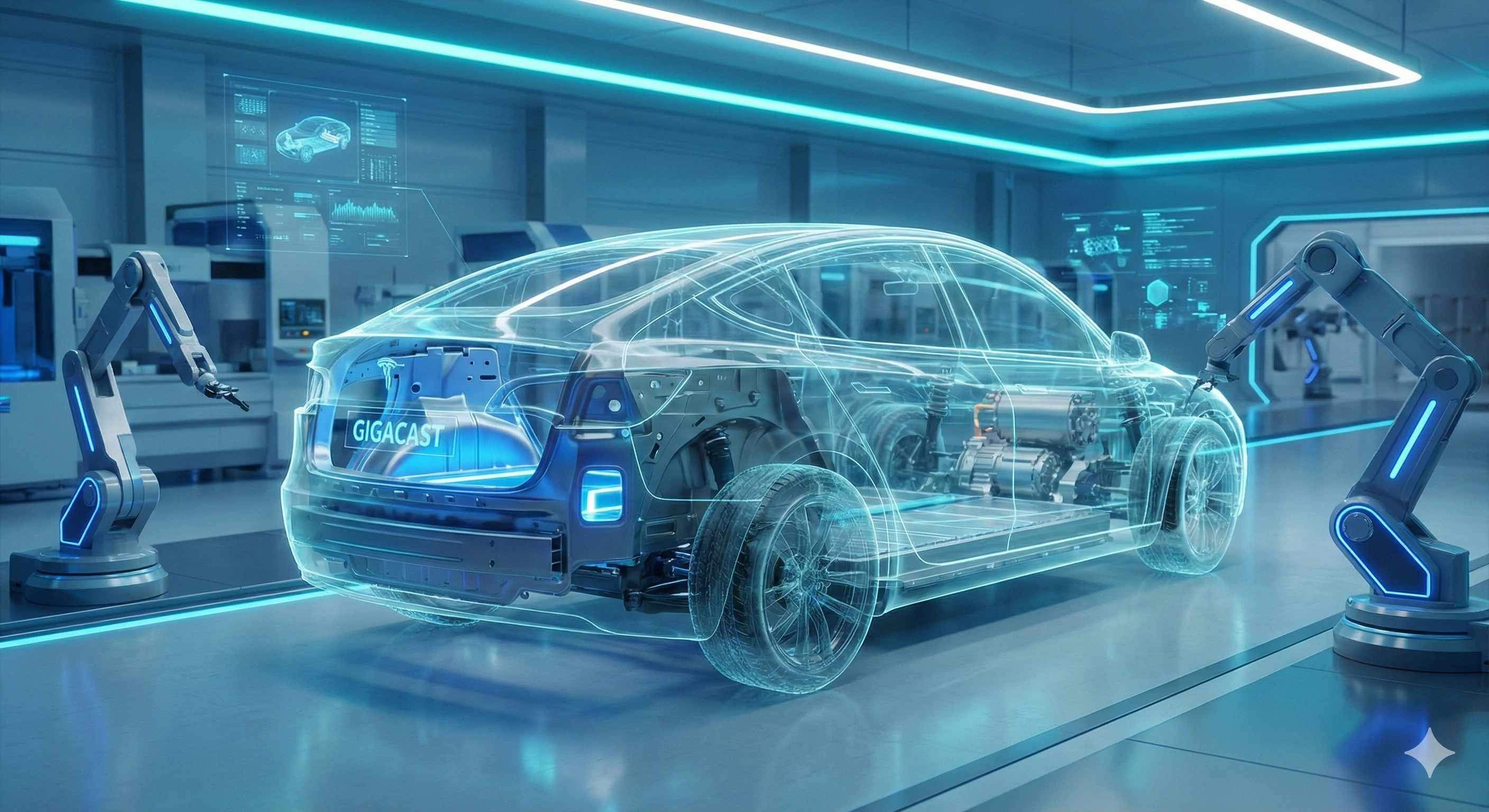 Châssis de véhicule électrique présentant des composants structurels intégrés moulés par gigacasting