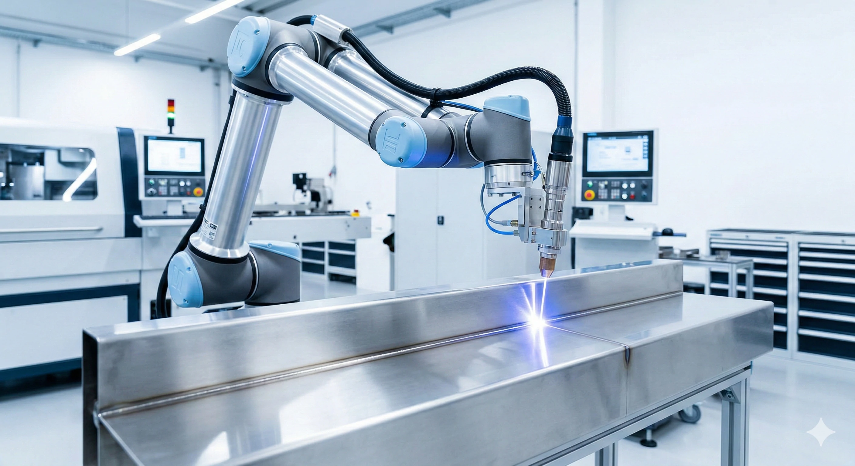 Robotic laser welding process for stainless steel glass railing fittings