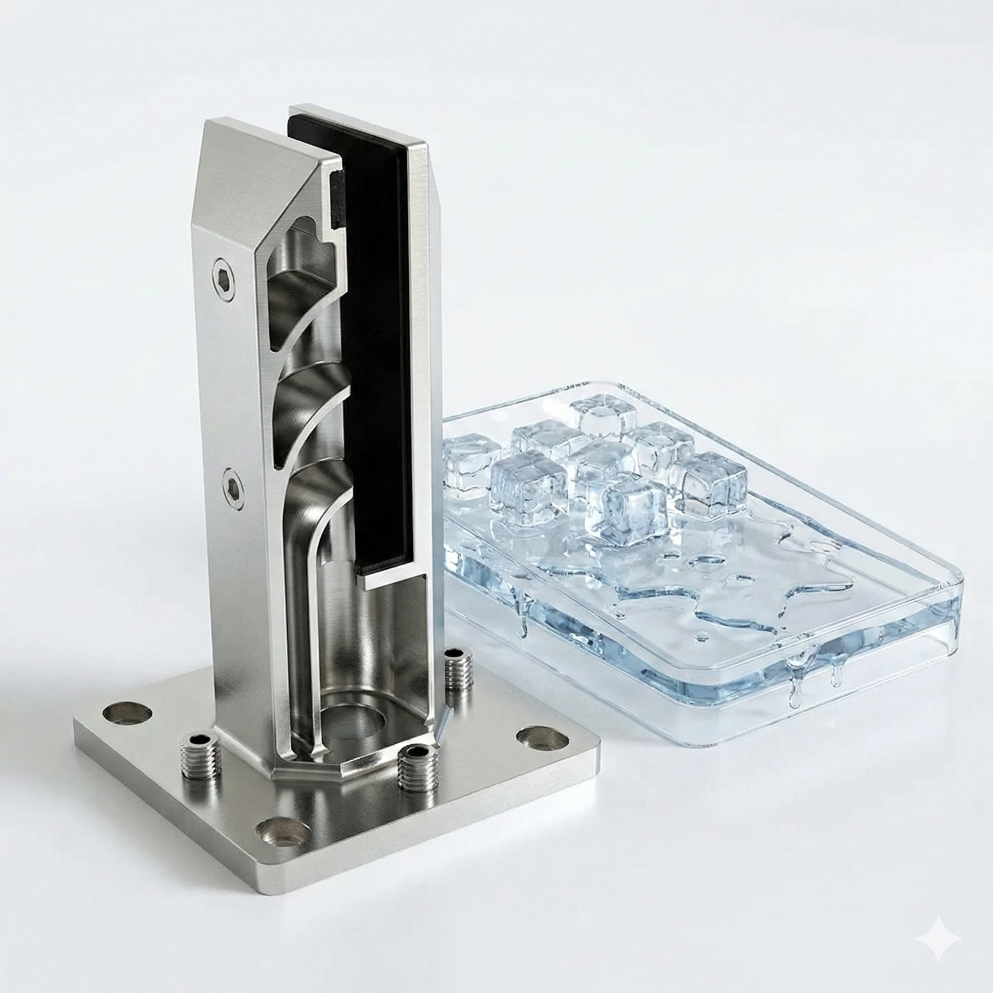 Internal structure cutaway of stainless steel glass railing spigot