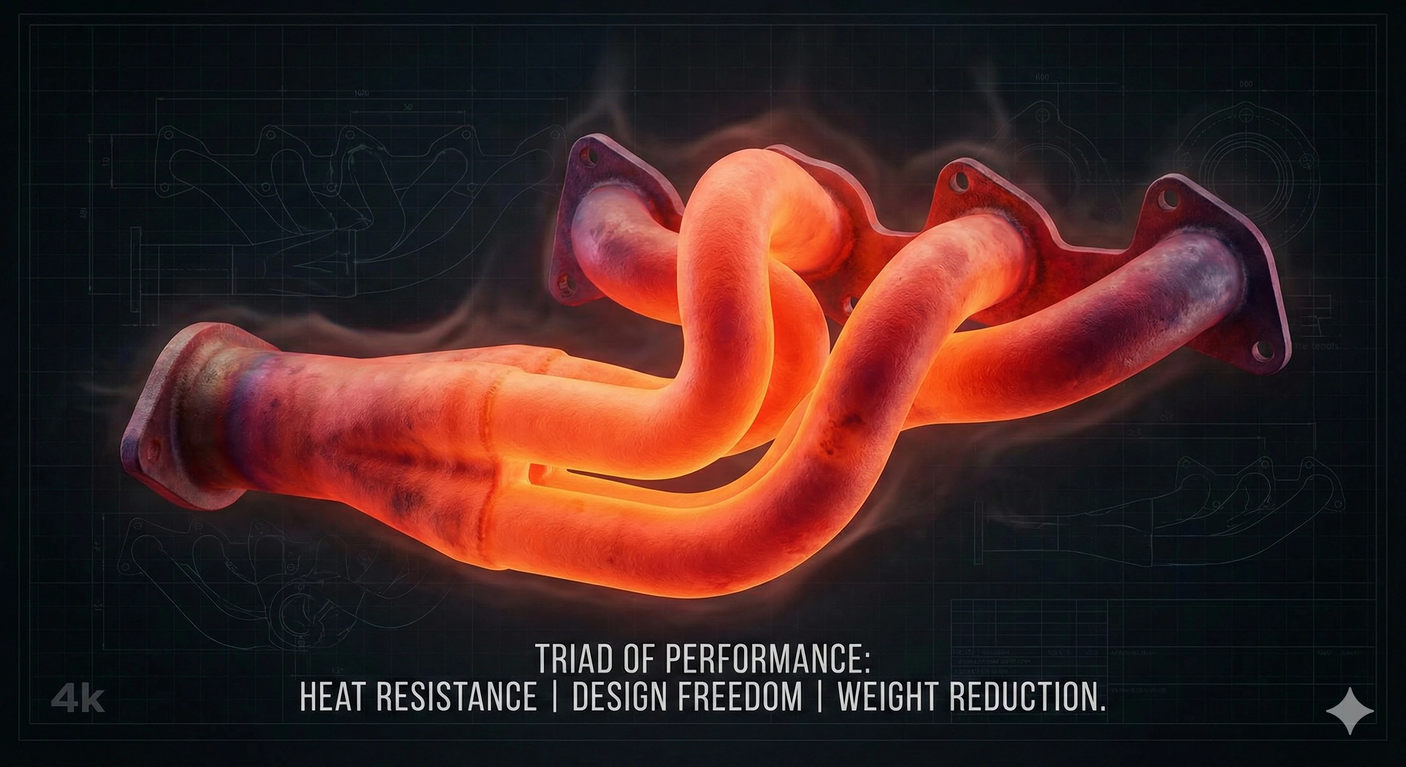 Collecteur d'échappement haute performance présentant une résistance extrême à la chaleur et un débit élevé