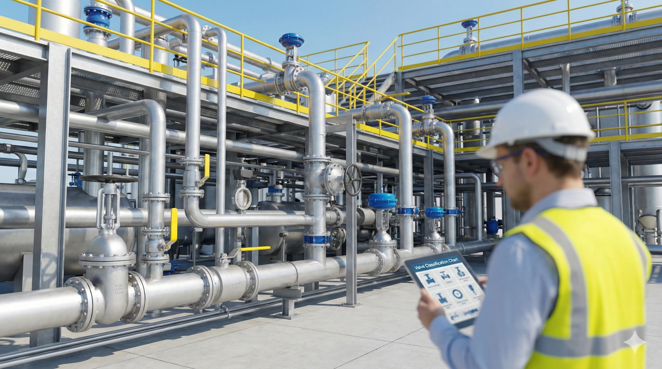 Industrial pipeline system inspection by engineer using tablet