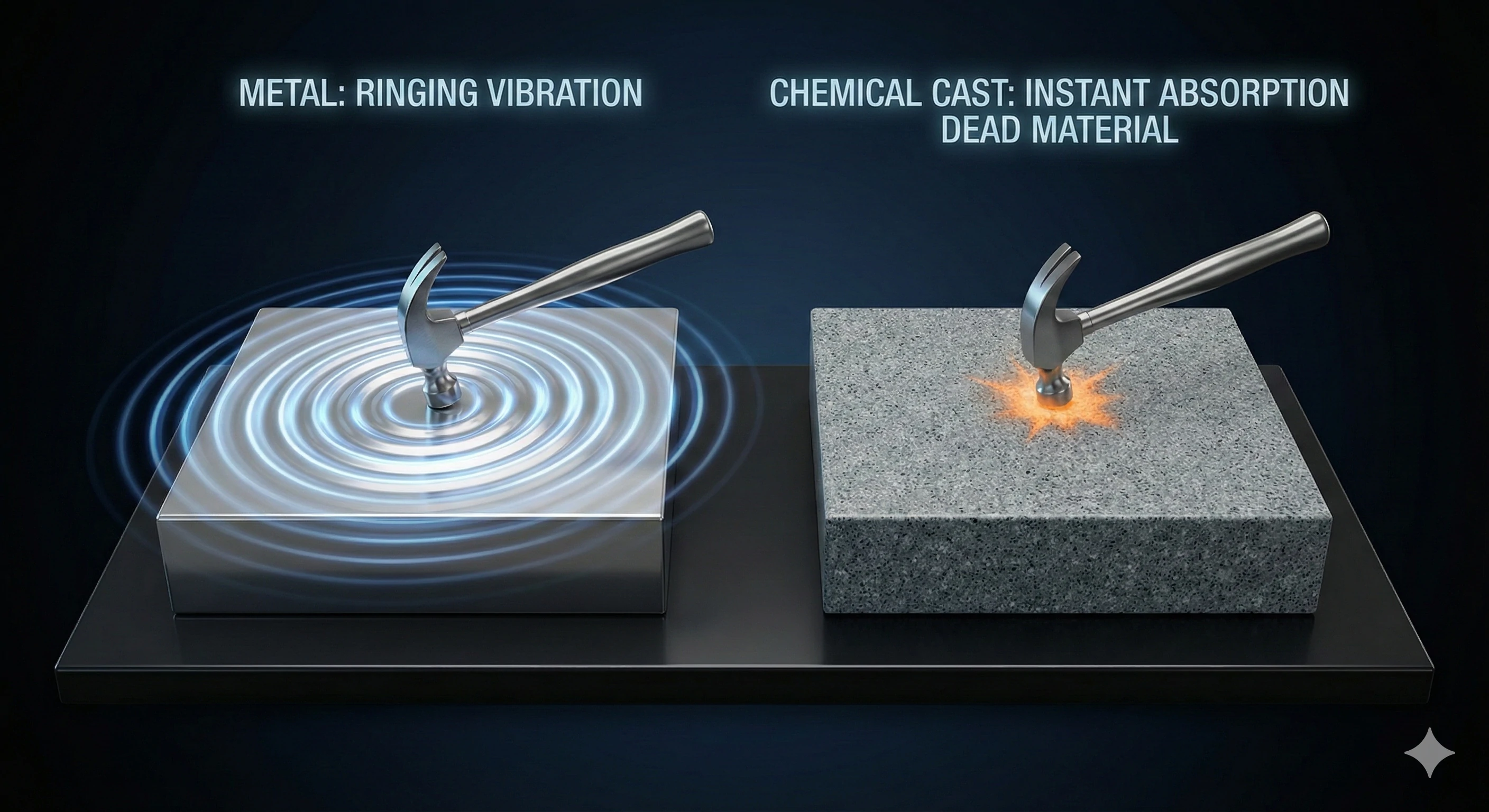 Vibration damping comparison between metal and chemical casting materials for machinery