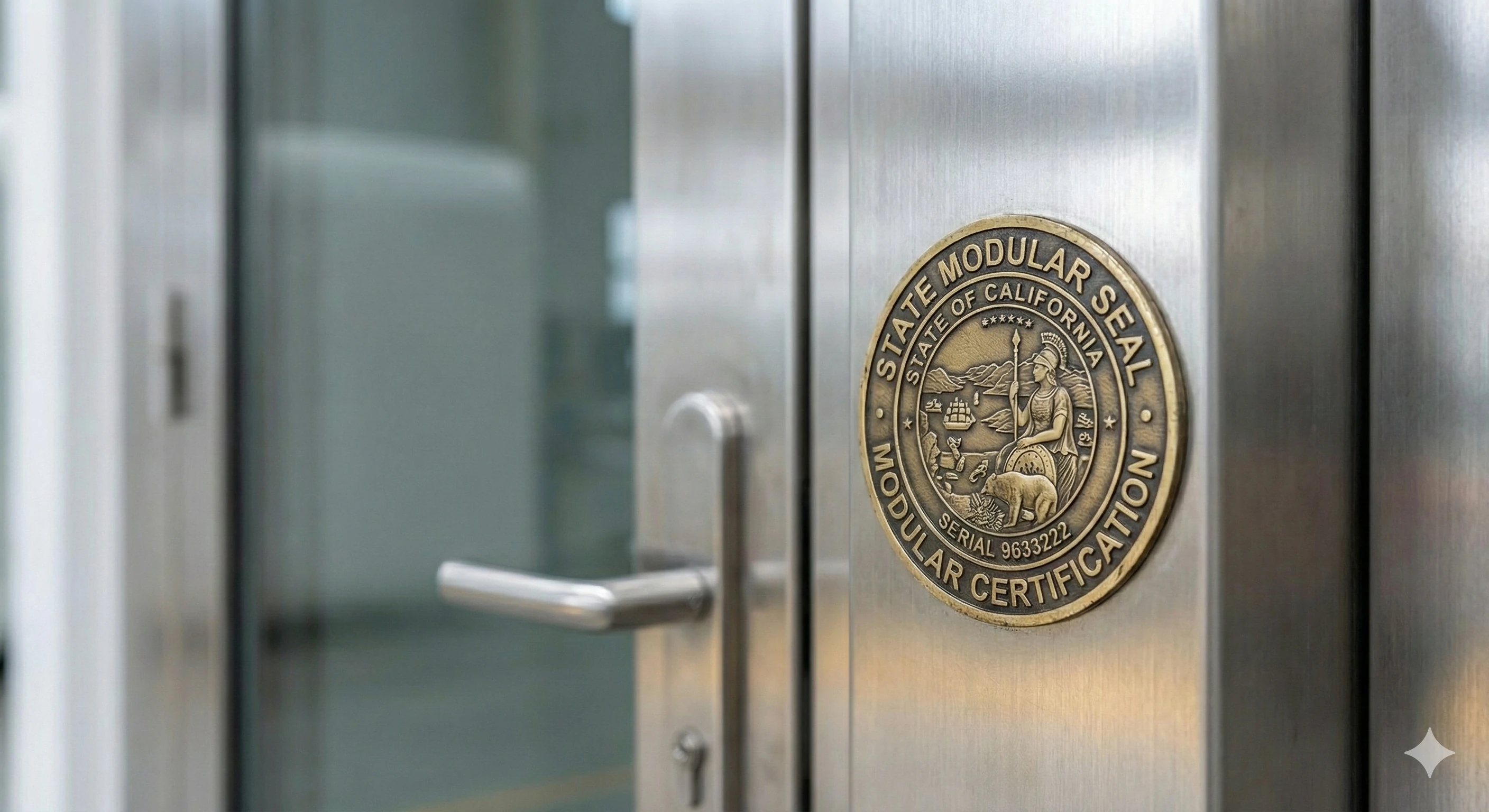 California State Modular Certification Seal on steel structure