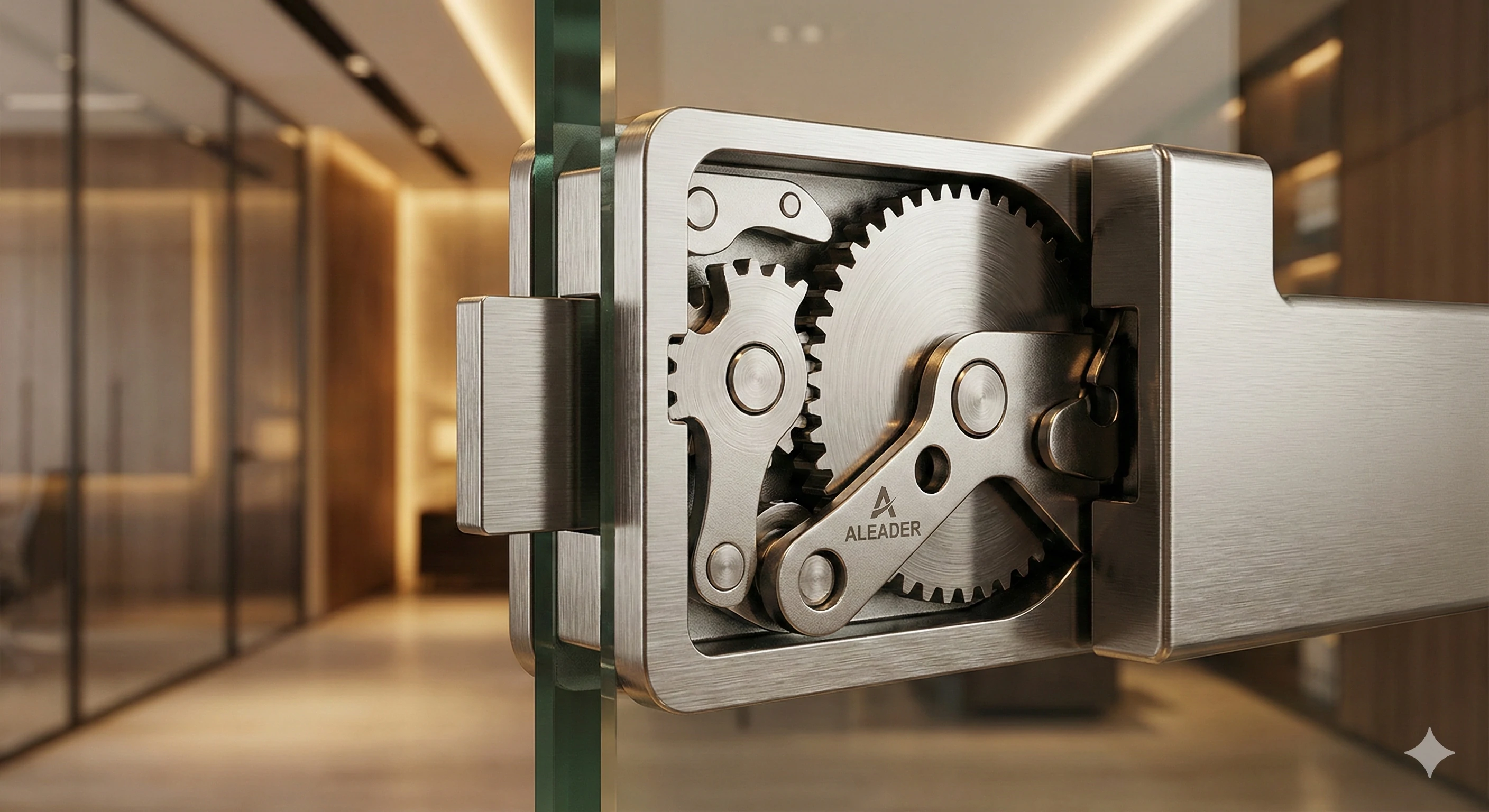 Internal gear mechanism of Aleader glass door lock