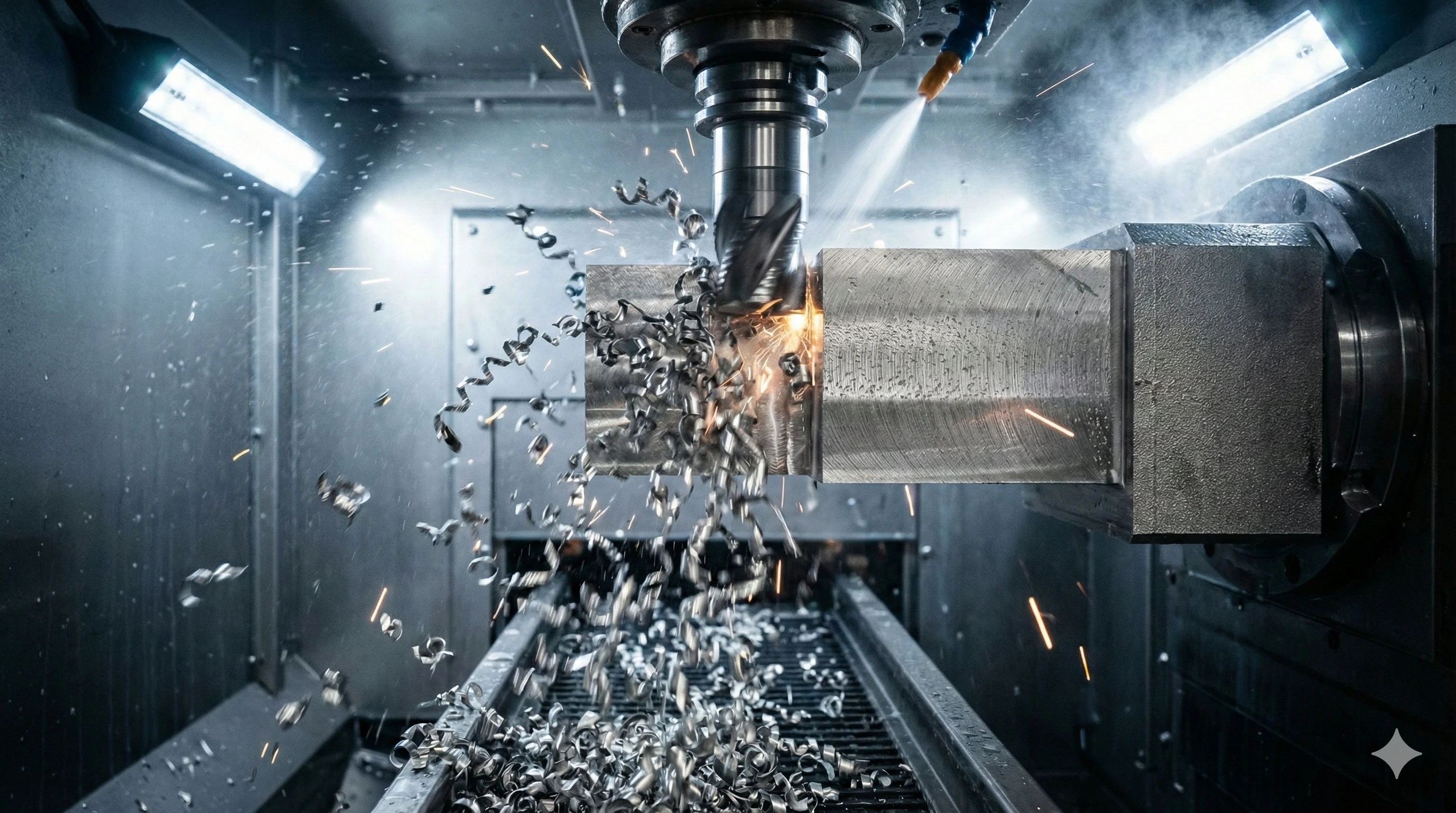 CNC machine cutting heavy-duty stainless steel for durable glass shower hardware