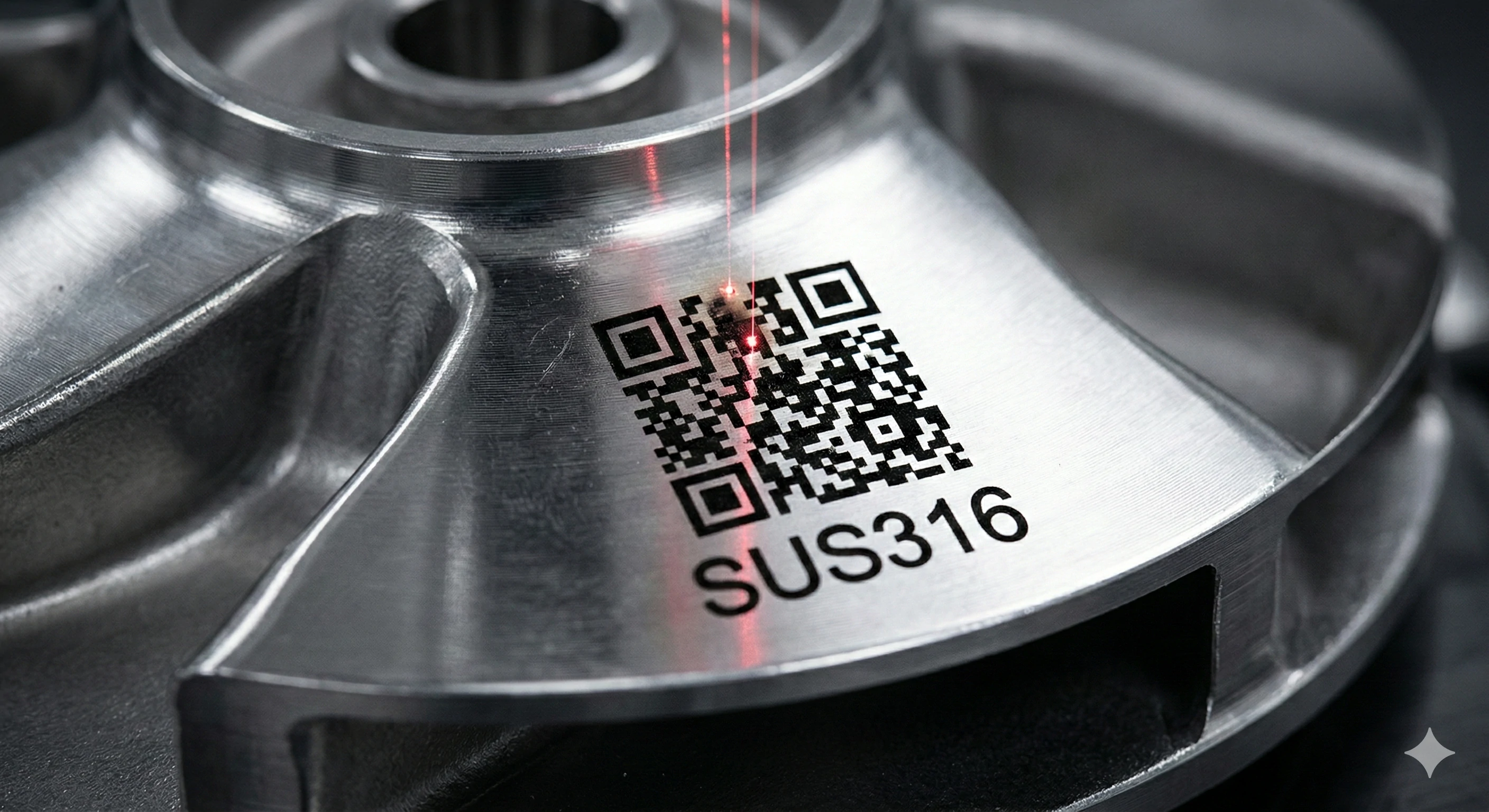 Laser engraving QR code on SUS316 stainless steel shower hardware