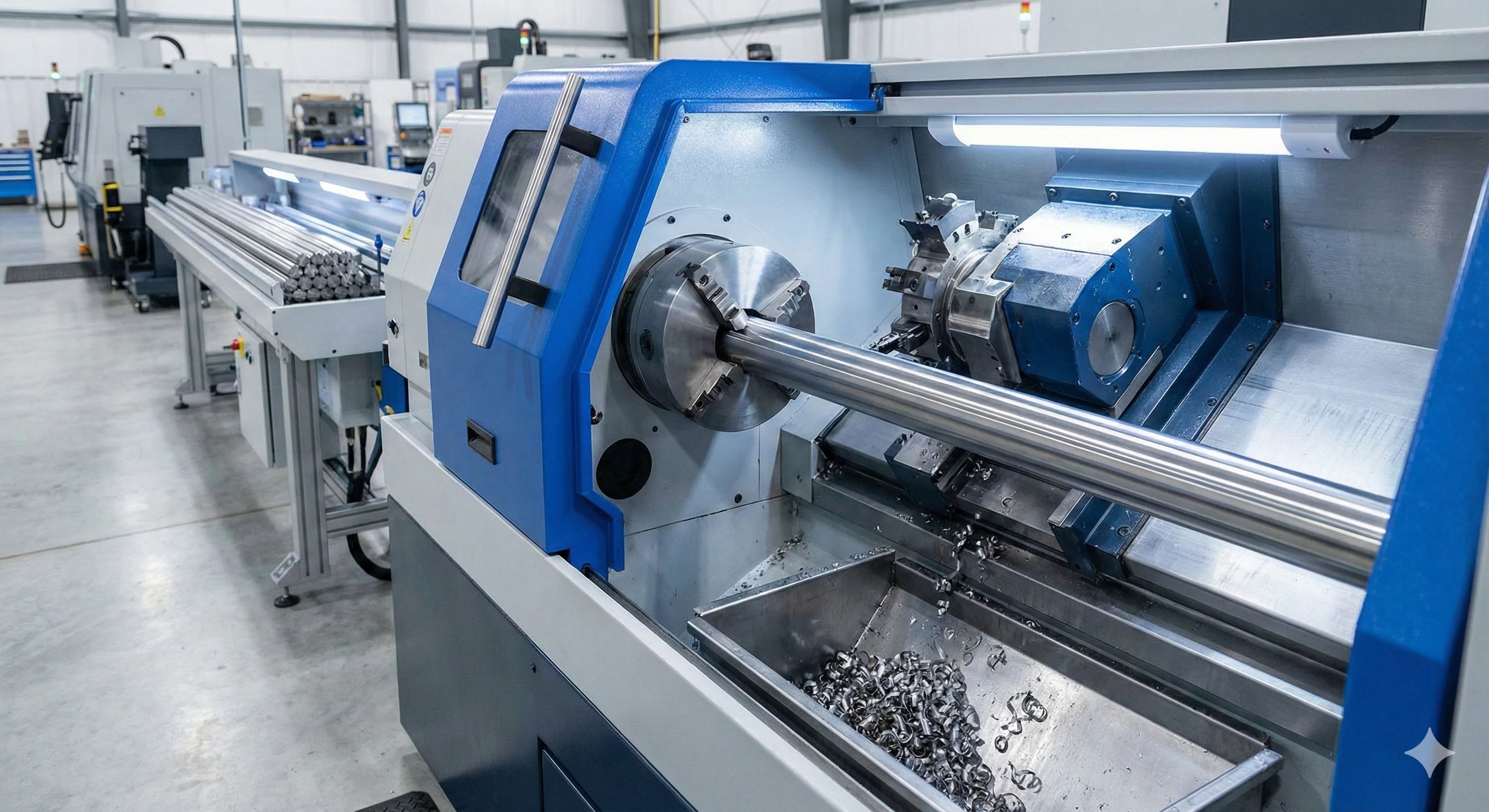 Automated lathe producing high-quality stainless steel glass spigots