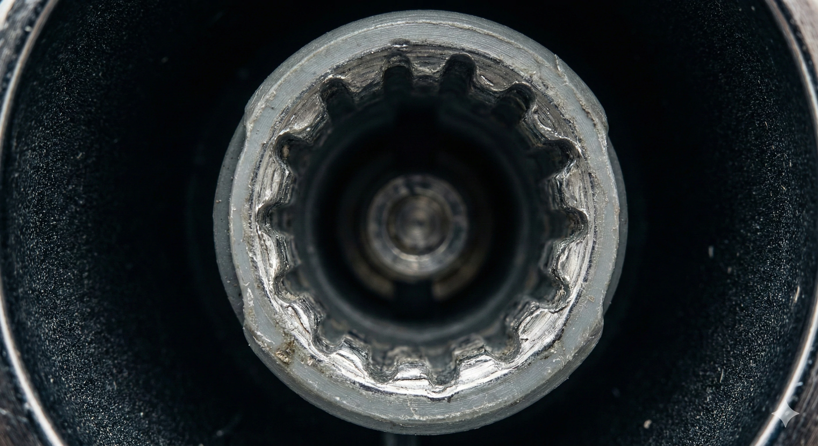 Damaged internal splines inside worn zinc alloy shower handle