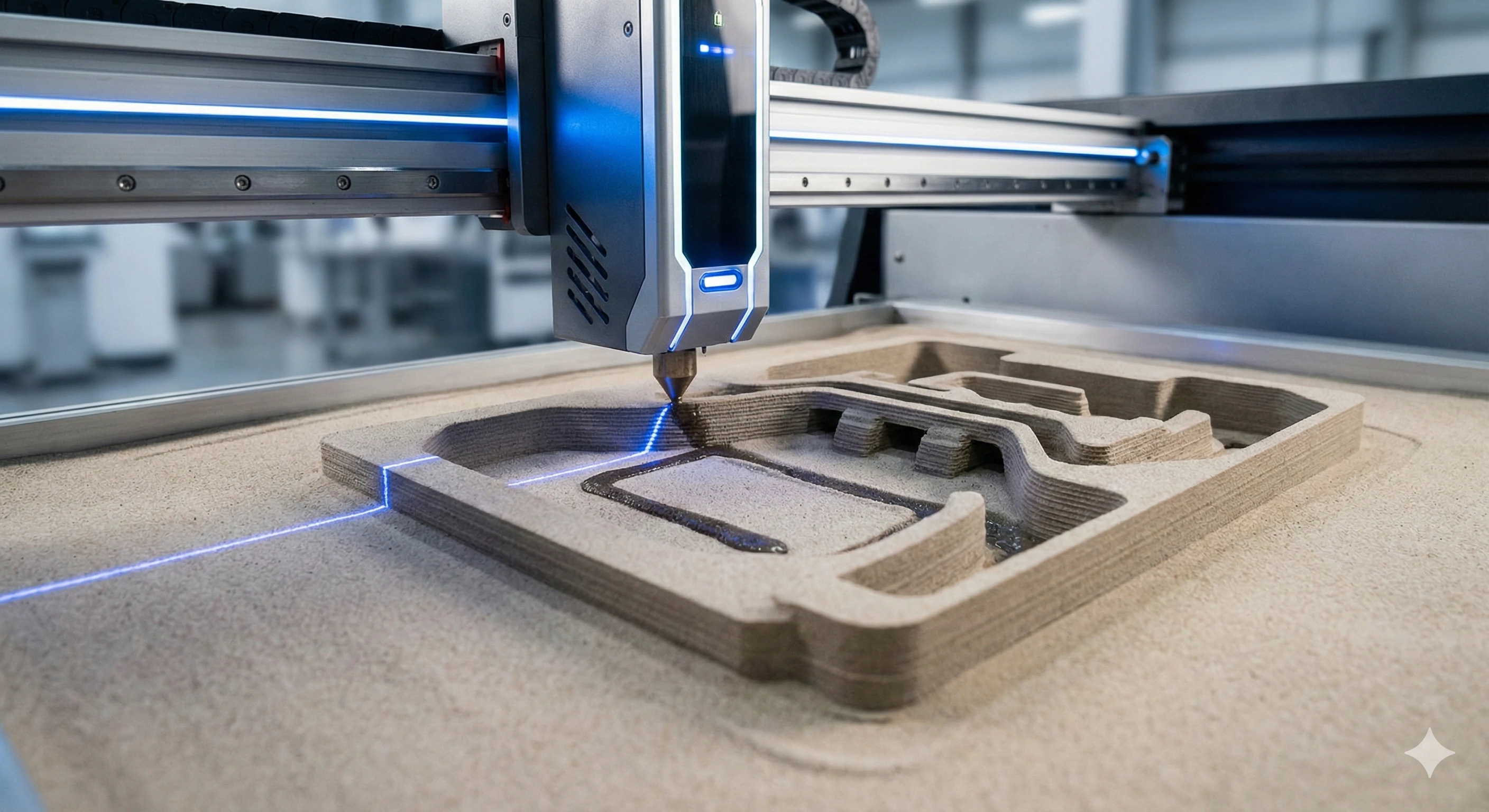 3D sand printing machine creating precision casting molds