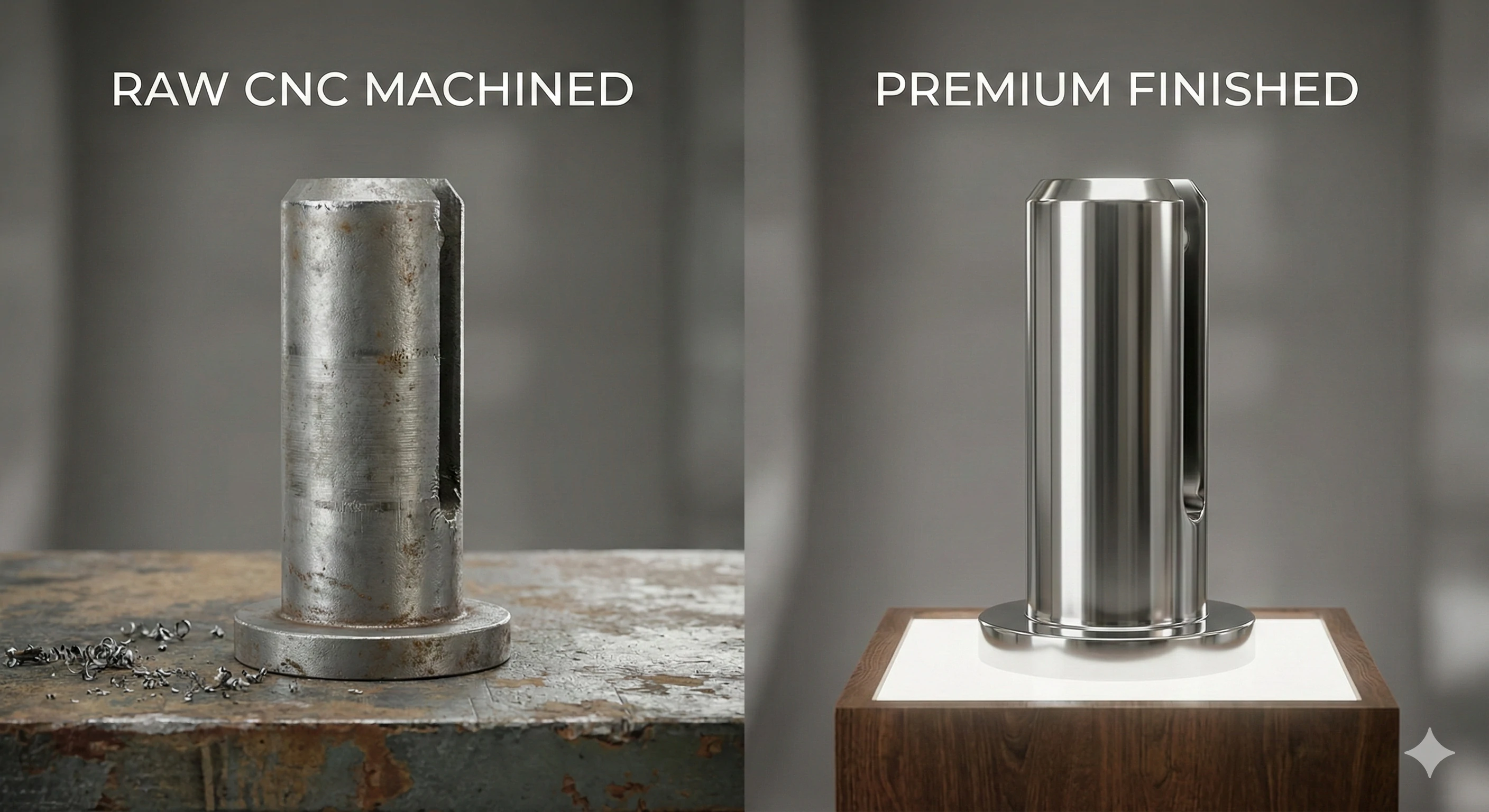 Raw CNC machined versus premium finished glass railing spigot