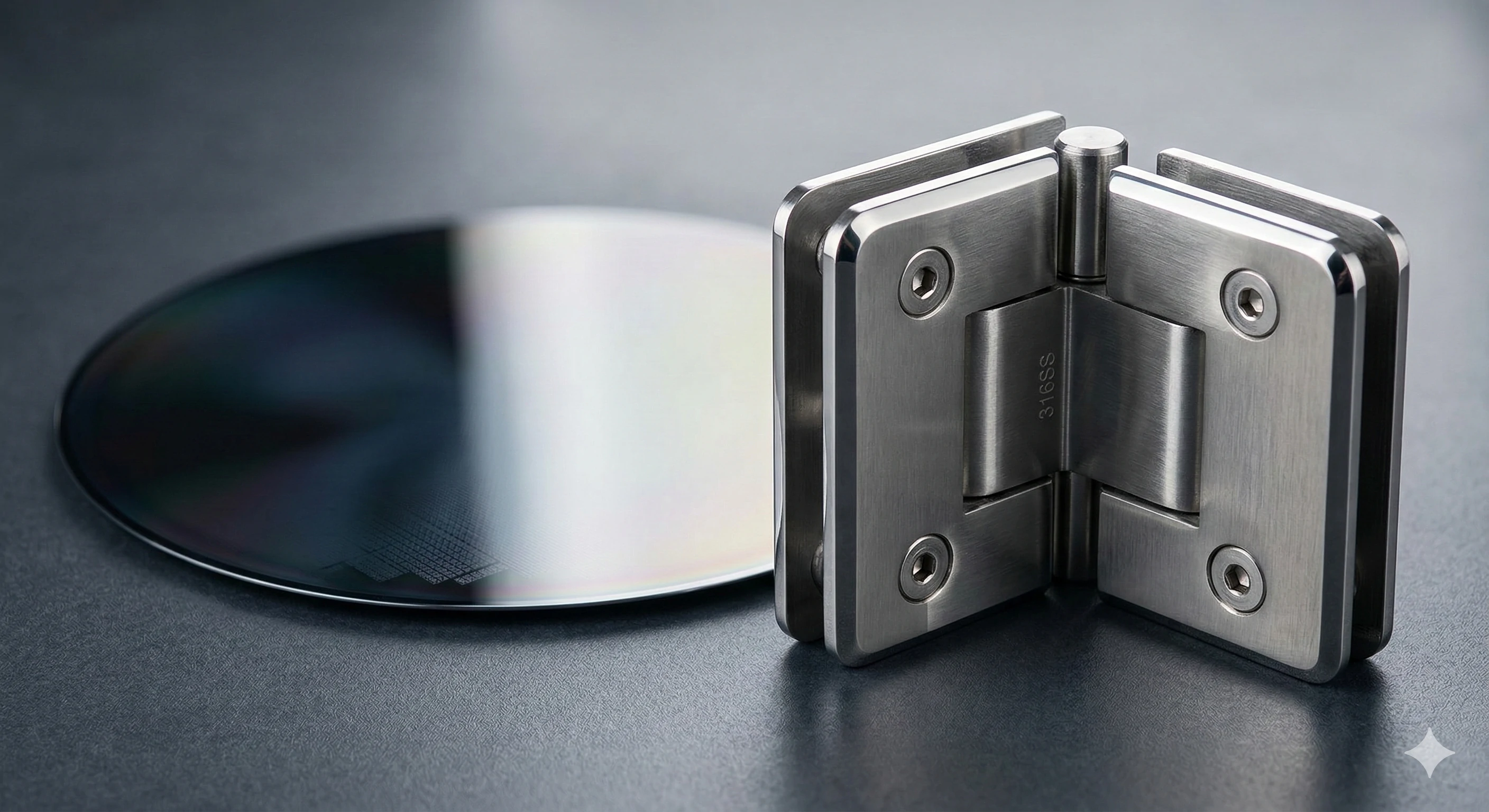 High-end 316 stainless steel glass shower hinge product close-up