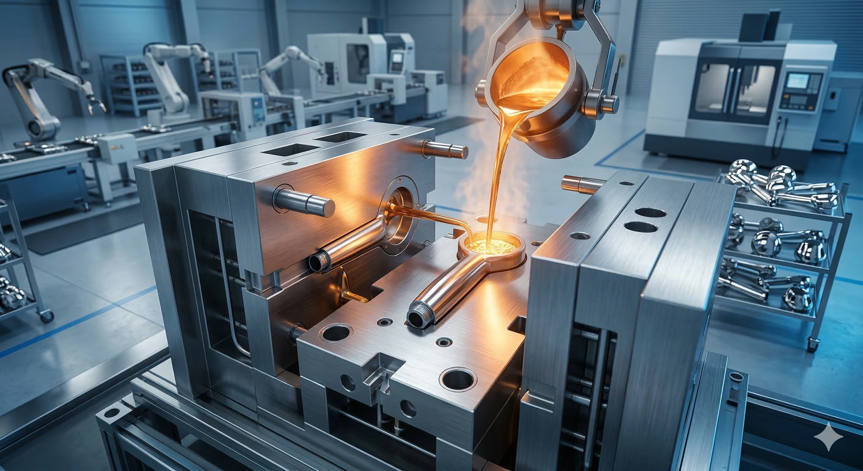 Automated metal casting process for durable glass hardware manufacturing