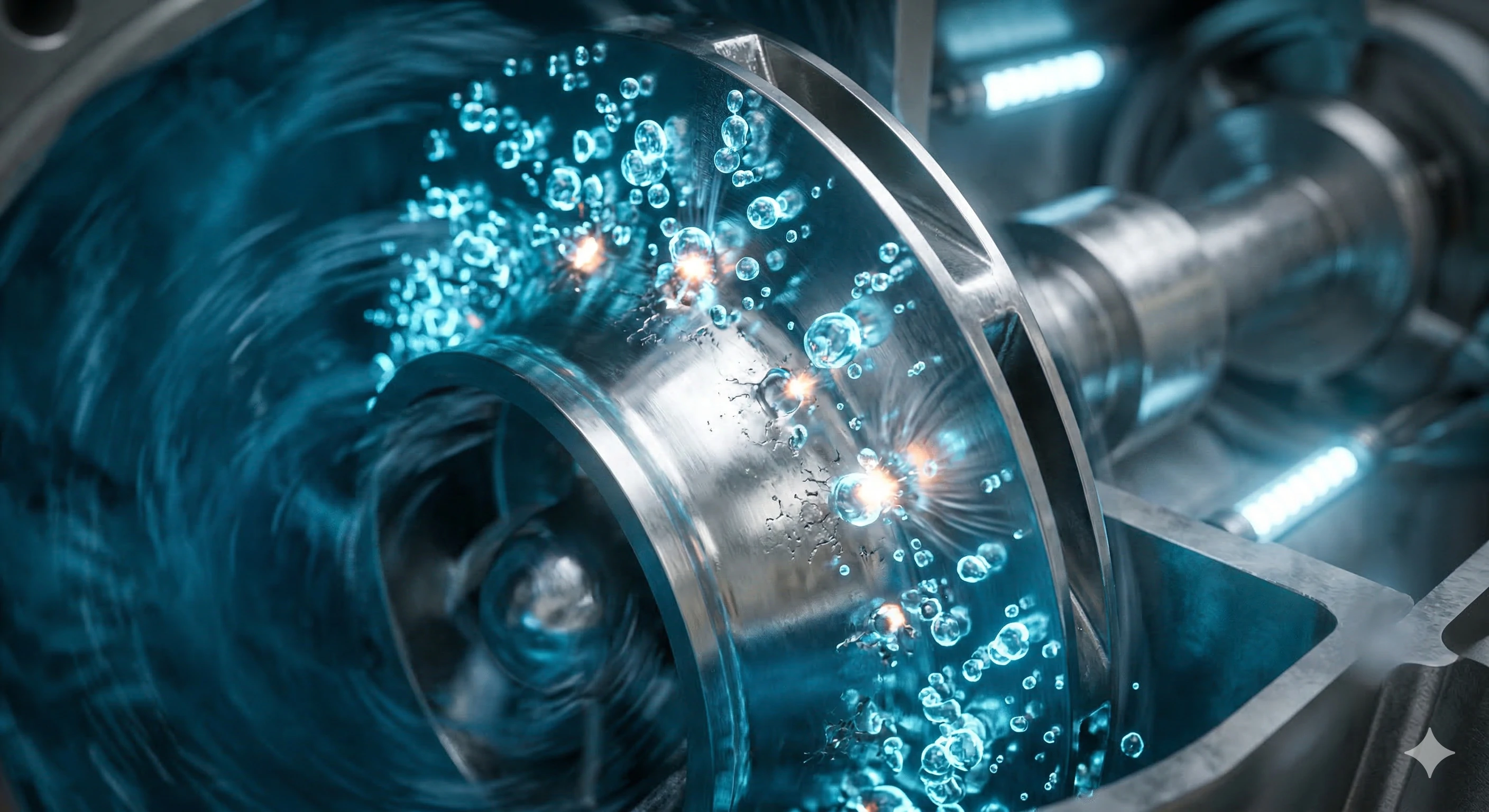 Close-up of a durable stainless steel pump impeller managing dynamic water flow