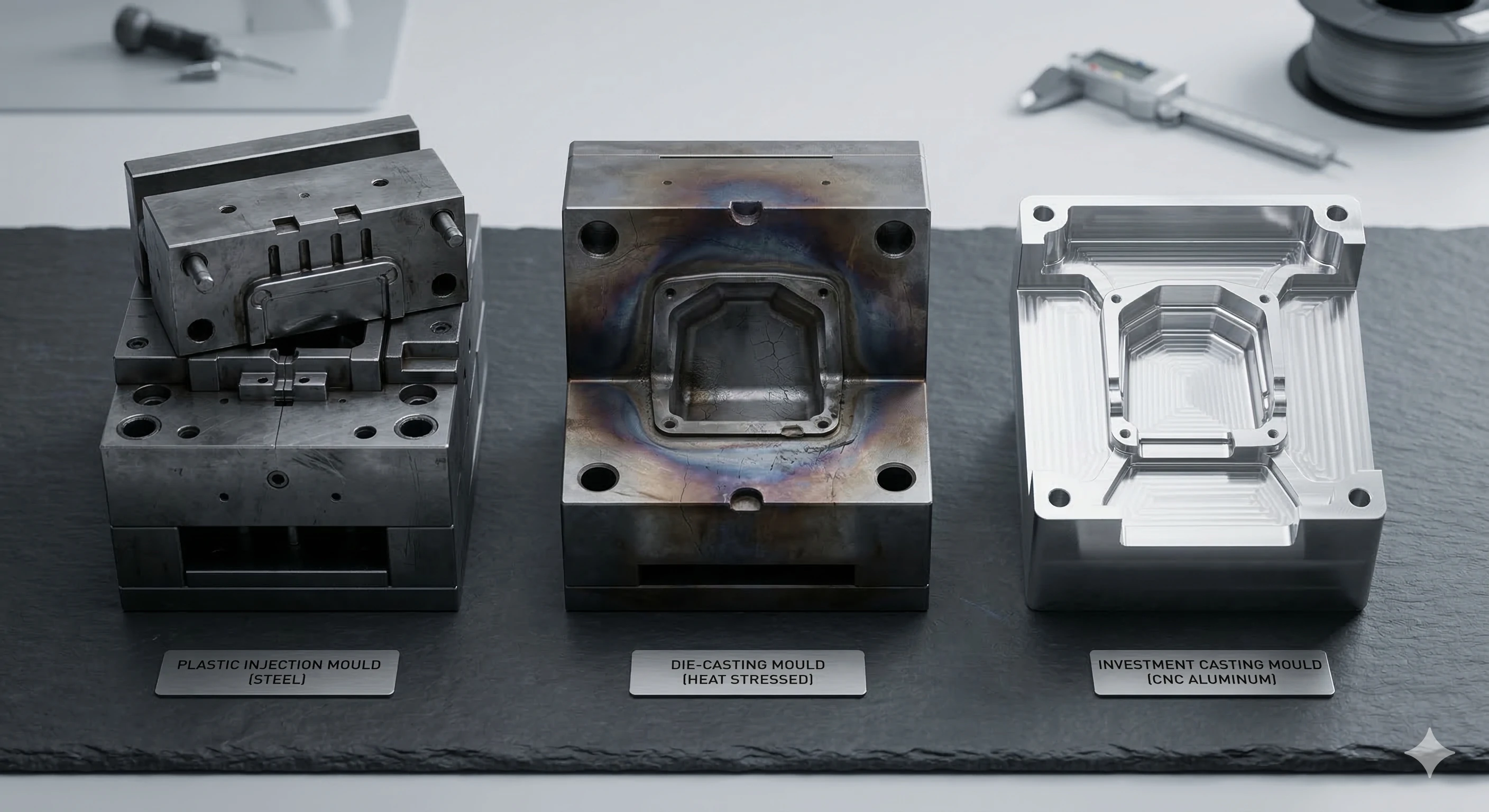 Steel and aluminum casting moulds for OEM glass railing hardware.