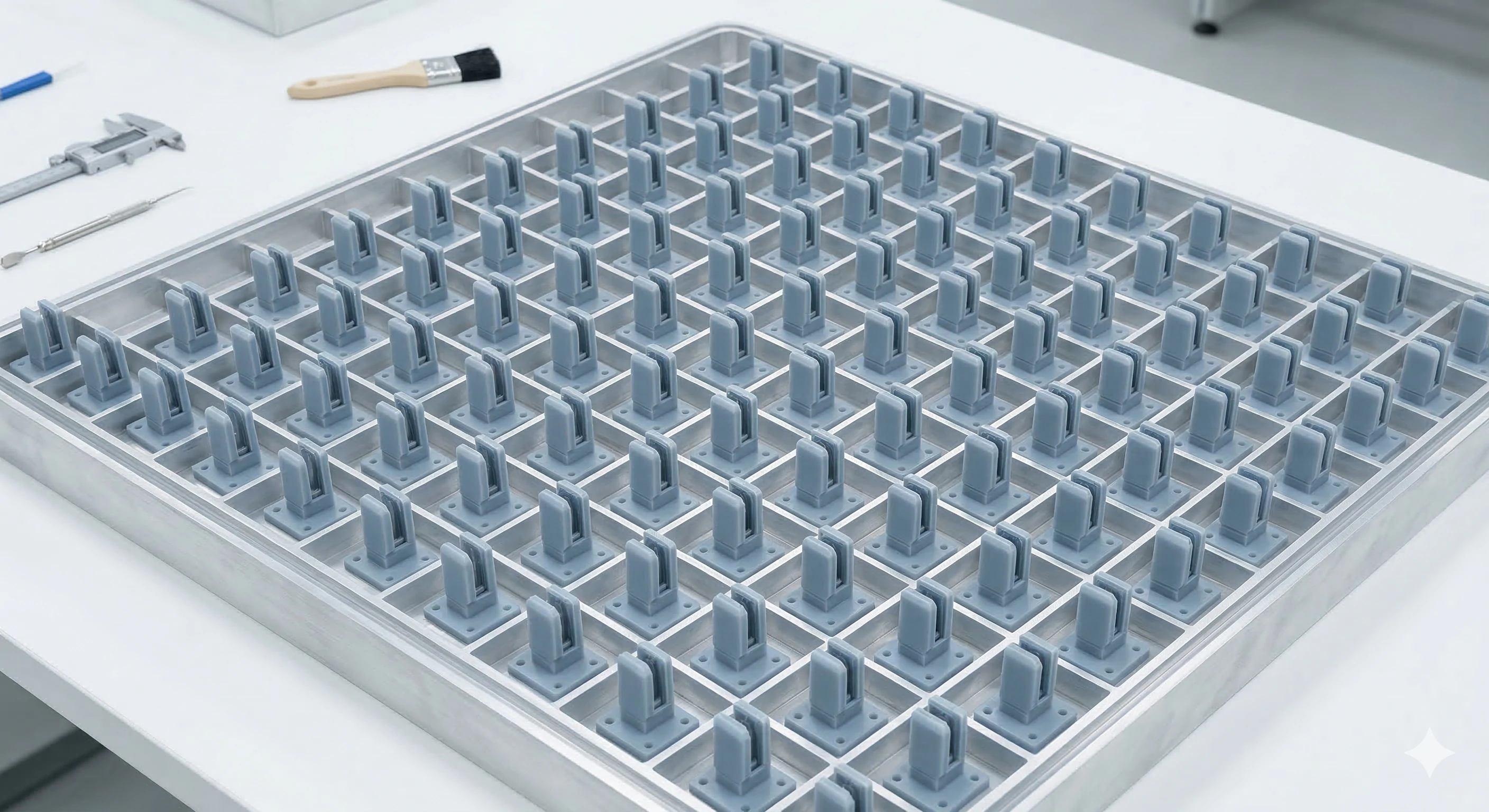 Quality control tray of OEM glass hardware fittings for distribution