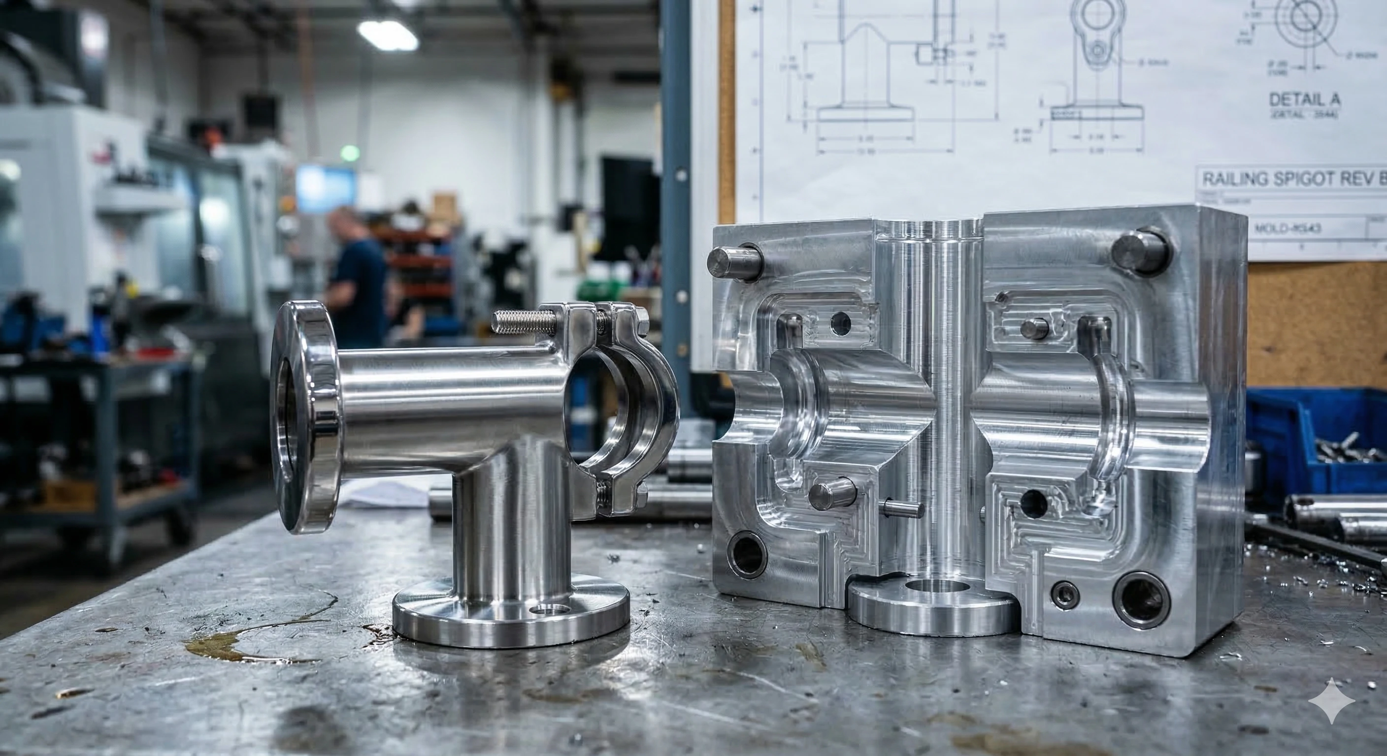 Stainless steel glass railing fitting and precision mold for OEM manufacturing