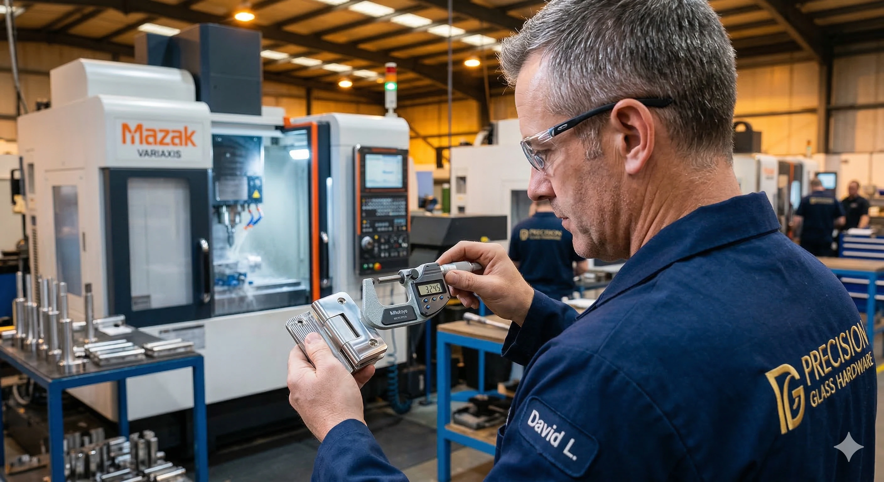 Usinage CNC de précision et mesure de quincaillerie pour garde-corps en verre résistants.